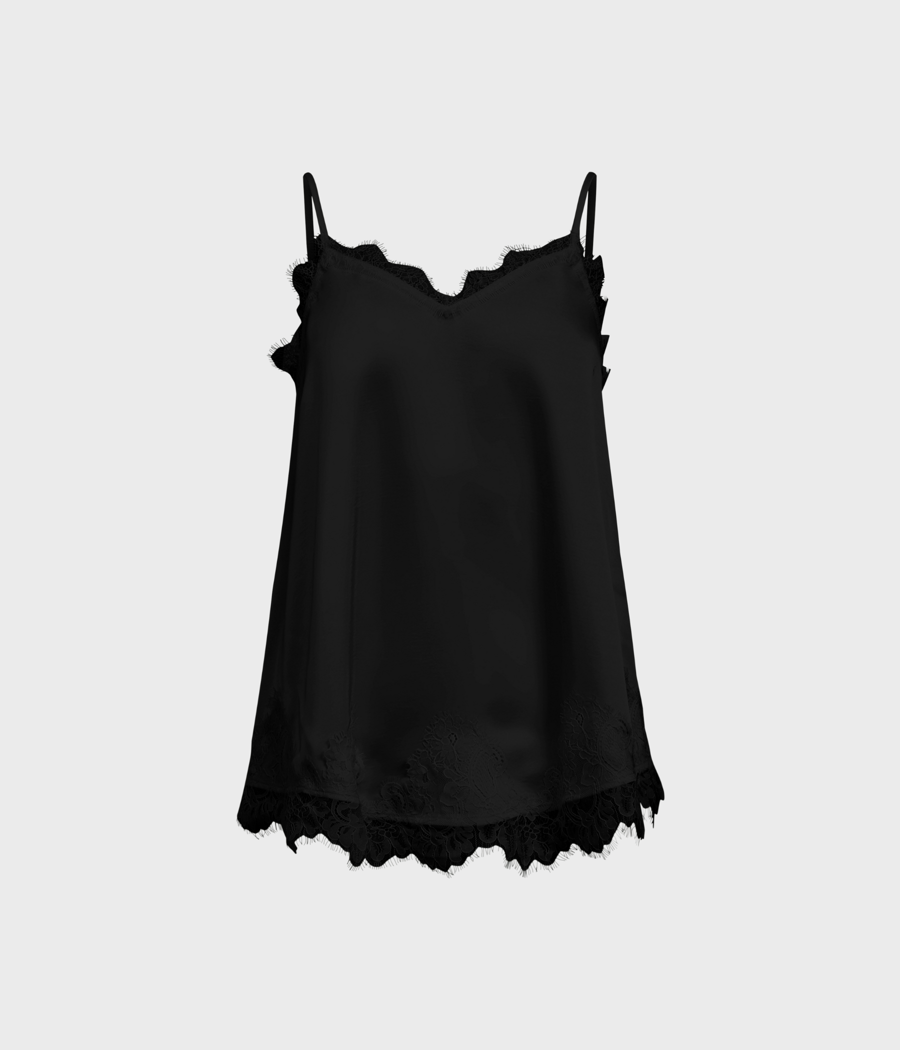 OBJNALINE REG SLIP LACE TOP (Black)