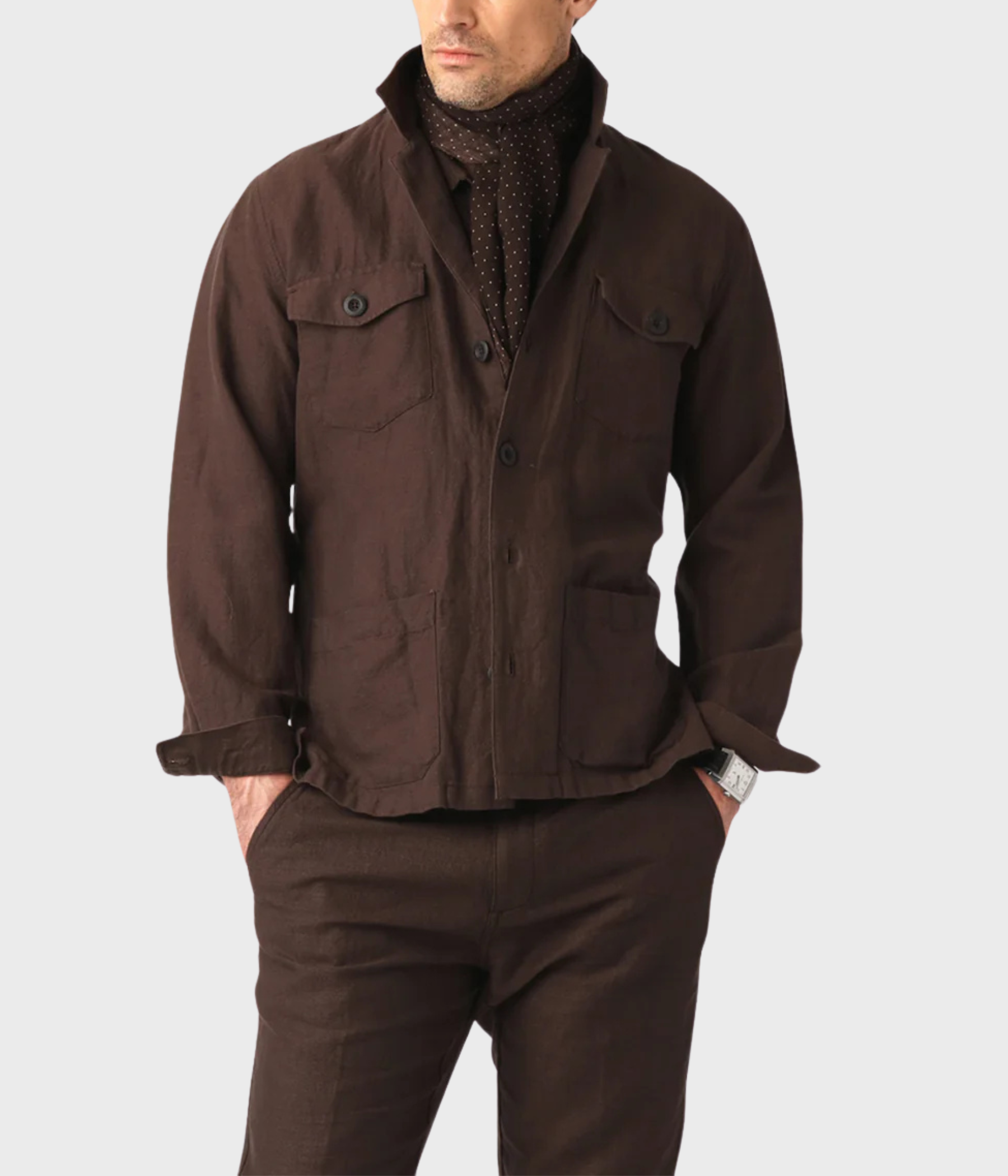 Linen Mix Overshirt (Chocolate)