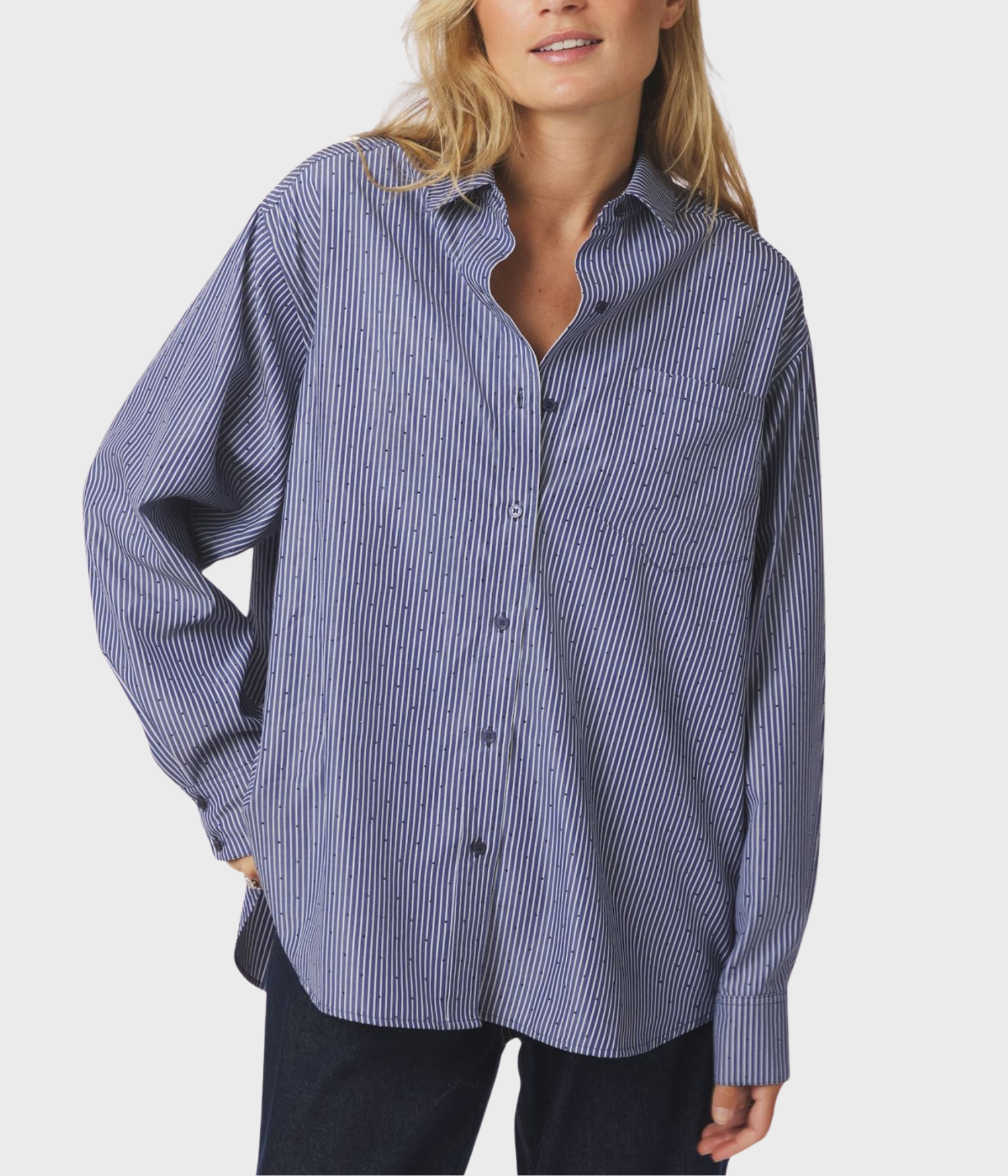 Dalma B Stripe Stone Shirt. (Midnight Blue)