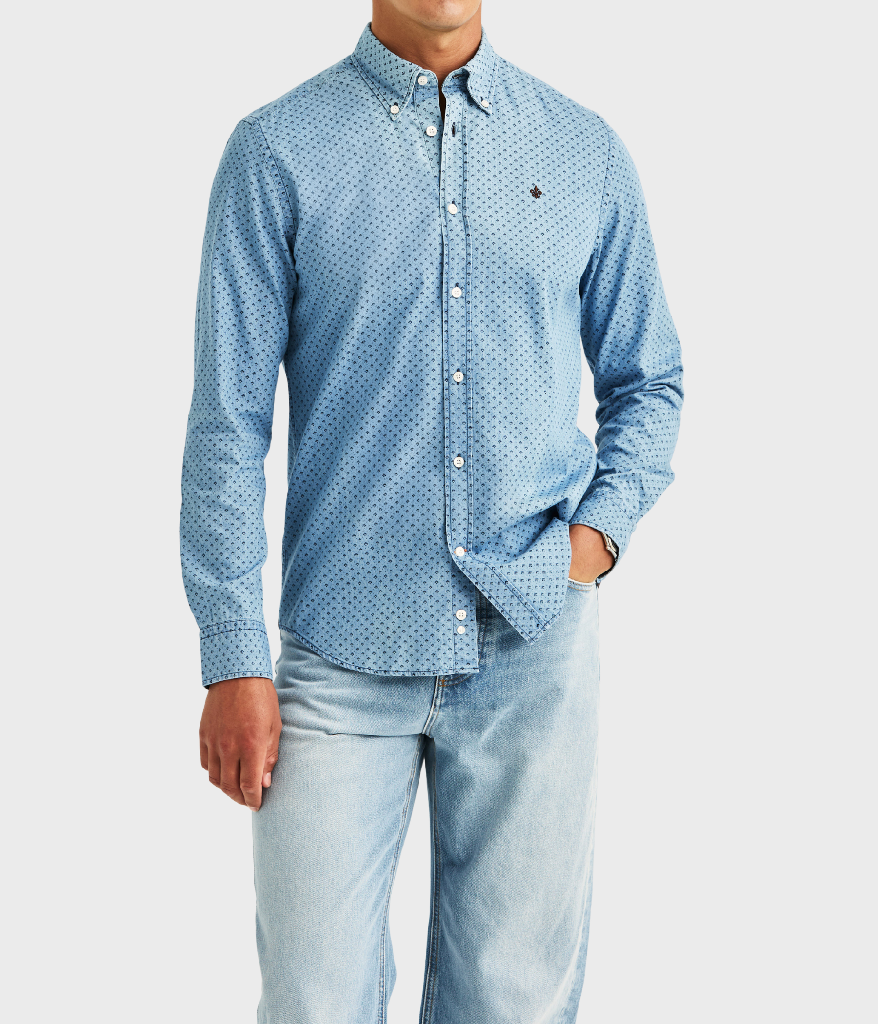 Denim Printed Shirt-Slim Fit (56 BLUE) - D.O. Design Only