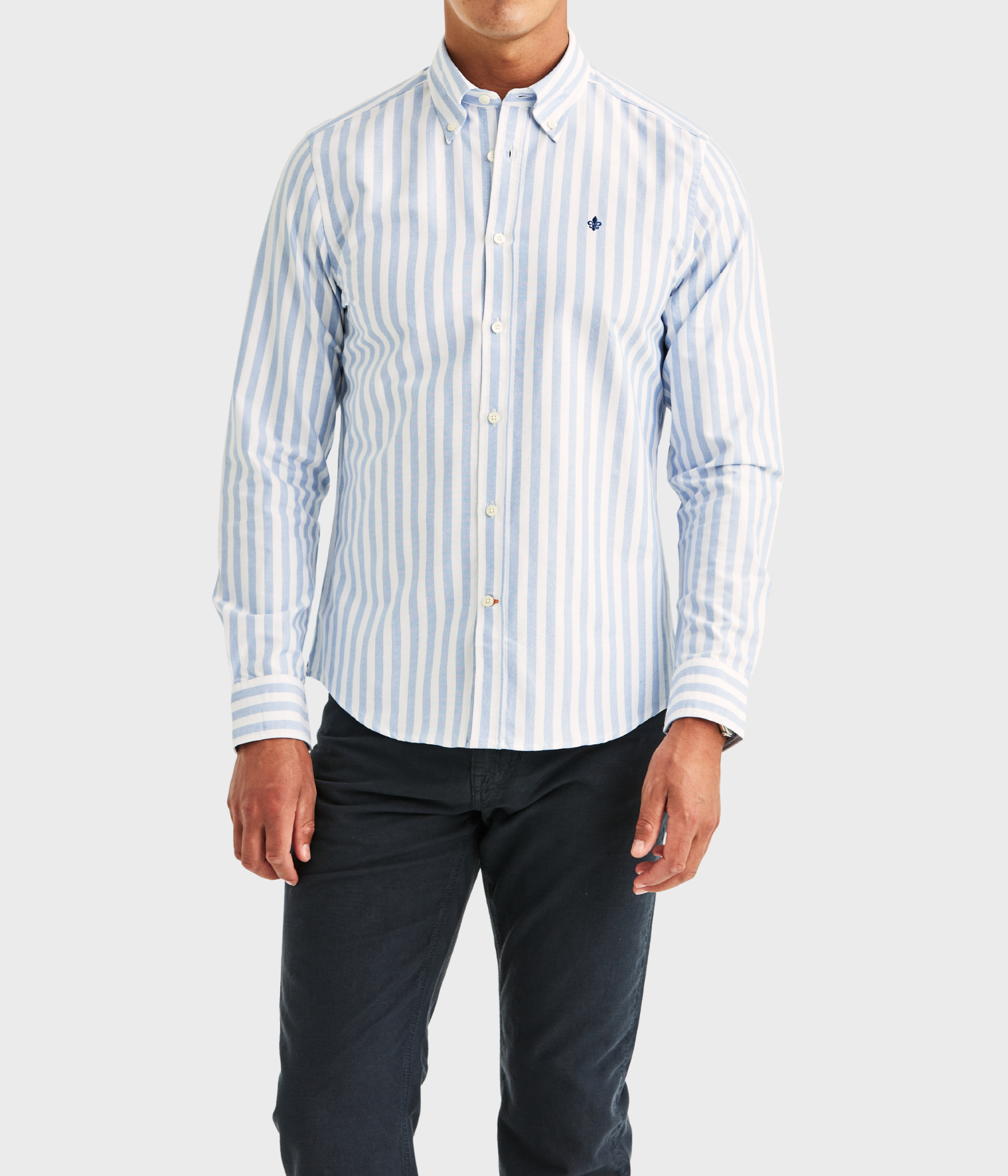 Douglas Oxford Stripe Shirt-Slim Fit (55 Light blue)
