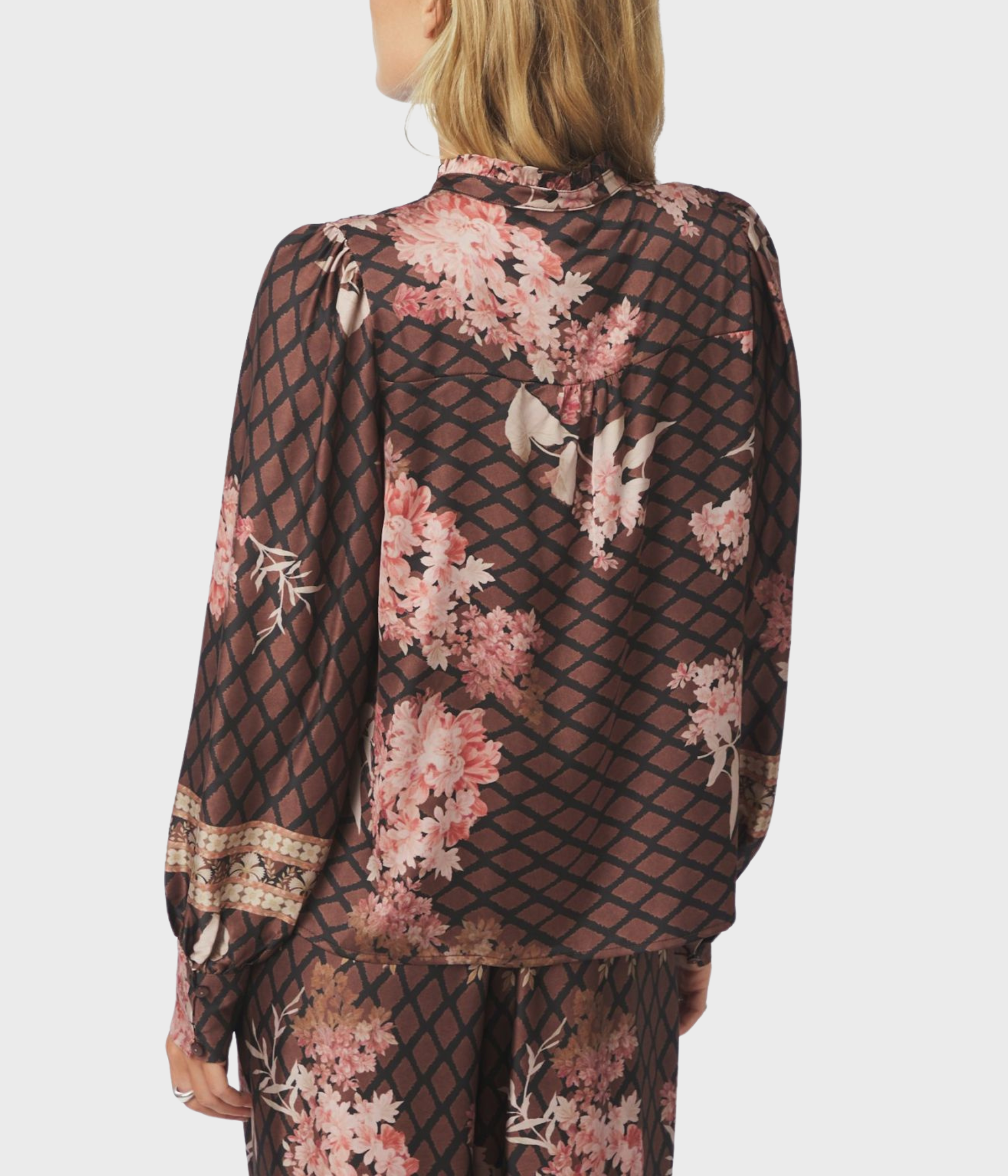 Massima Botanical Border Blouse (Black)