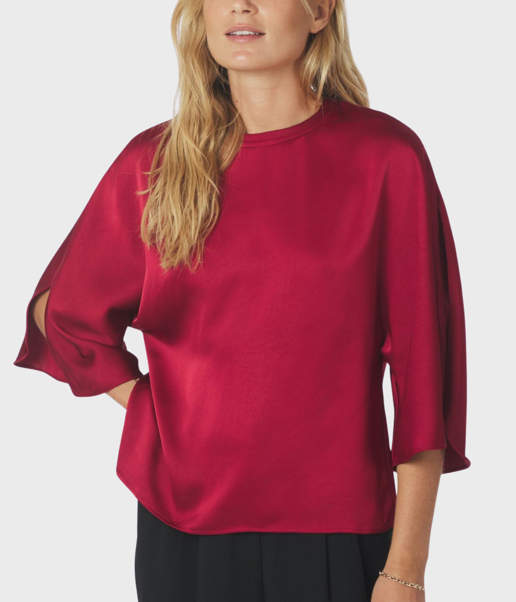 Liora Heavy Sateen Blouse. (321 Dark Red)