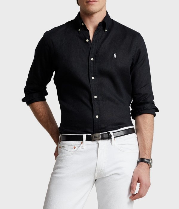 Stilren svart linneskjorta från Ralph Lauren