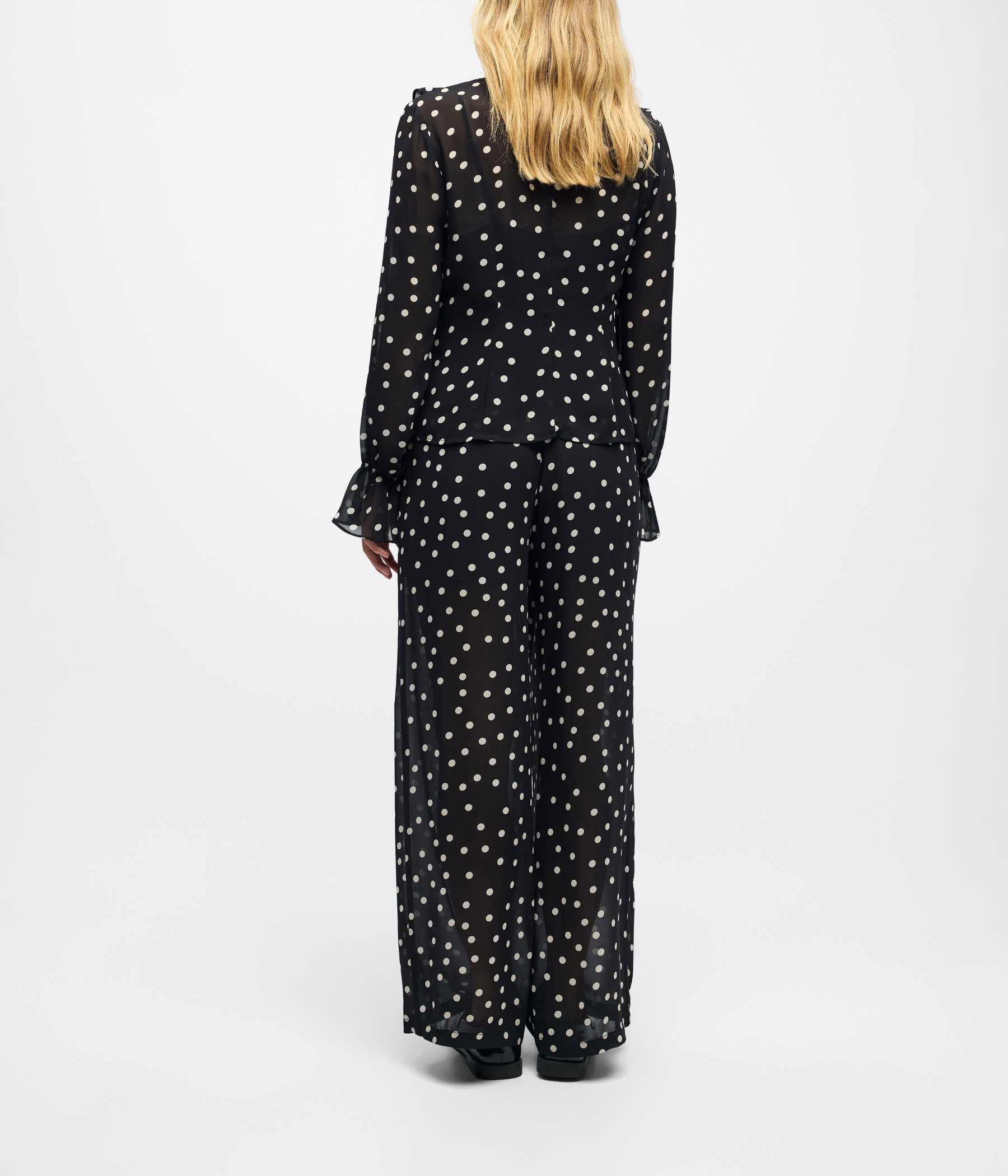 OBJGINA L/S RE TOP E WI 25 (Black AOP:Dots white col)