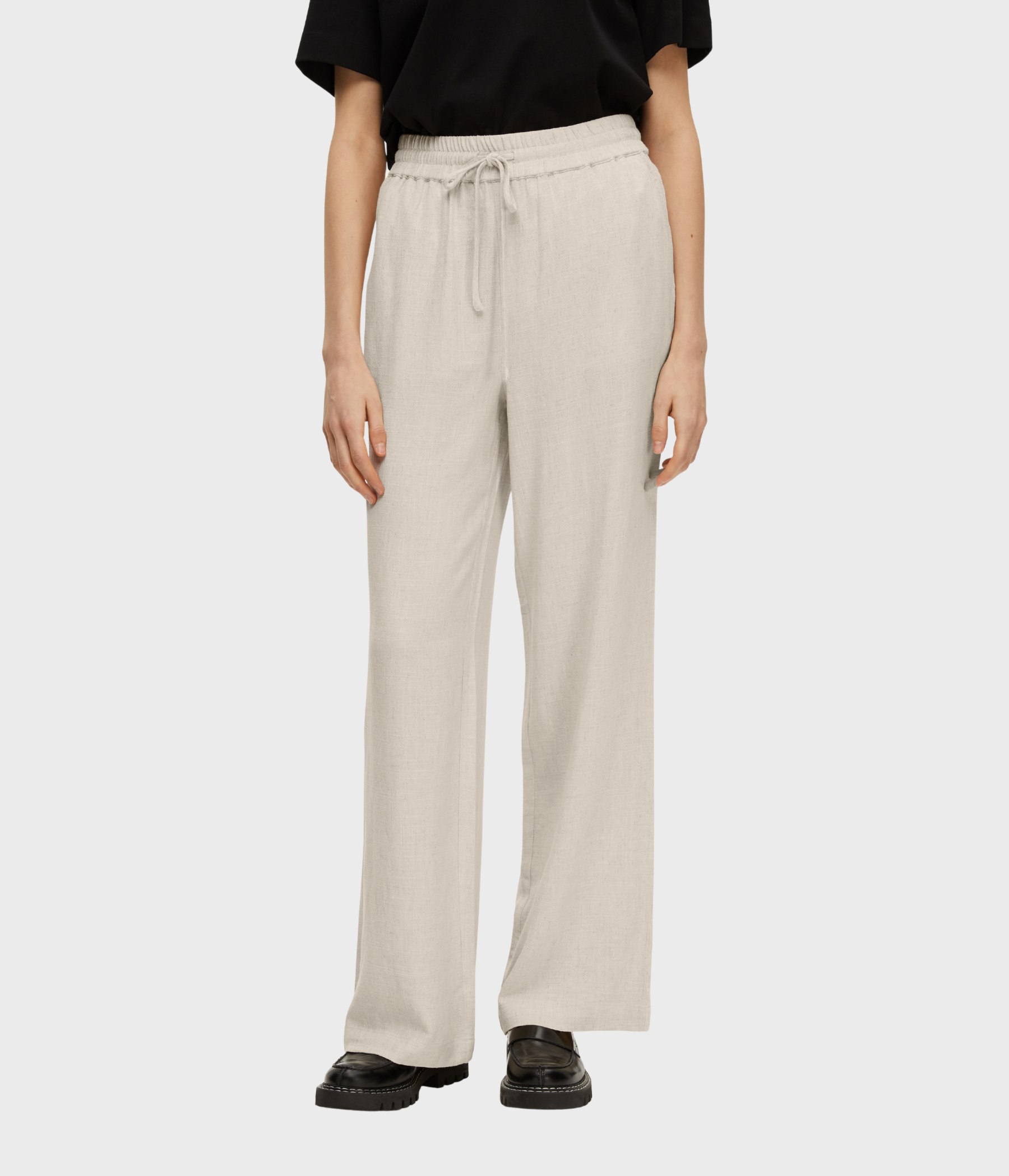 SLFVIVA-GULIA HW LONG LINEN PANT NOOS. (Sandshell) - D.O. Design Only