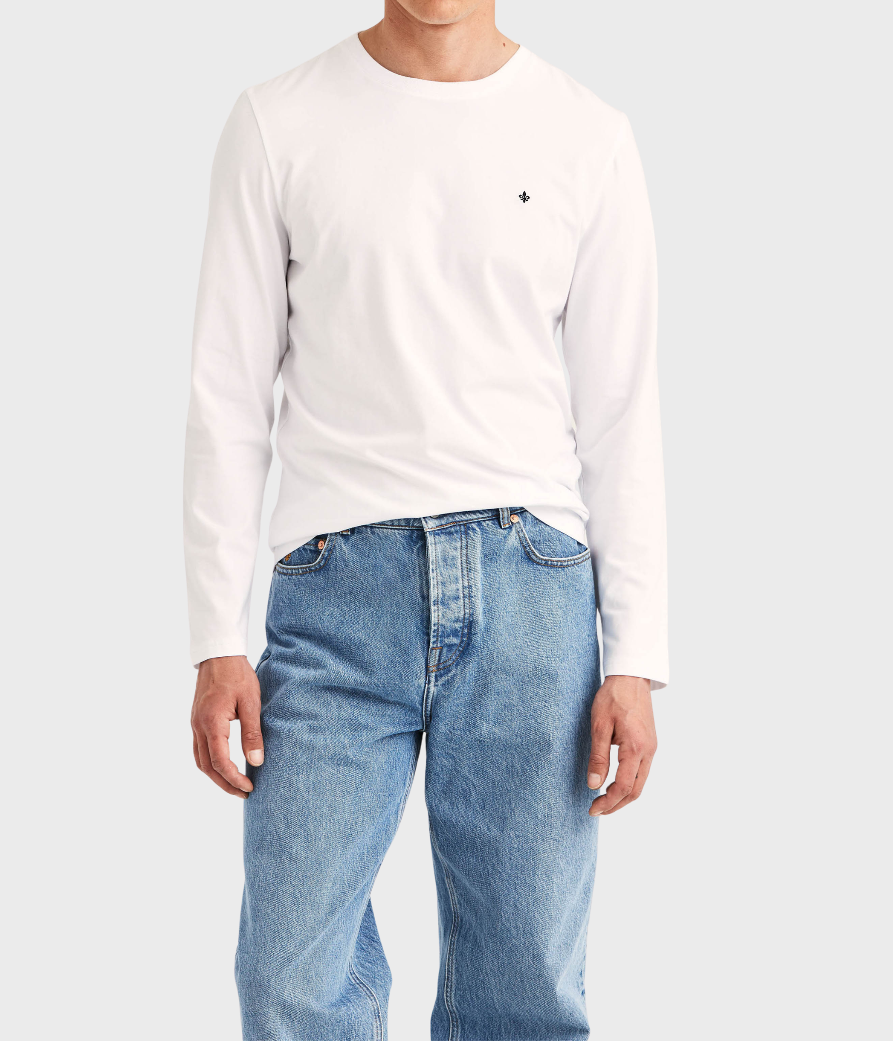 James Stretch Ls Crew Neck T-Shirt (01 WHITE)