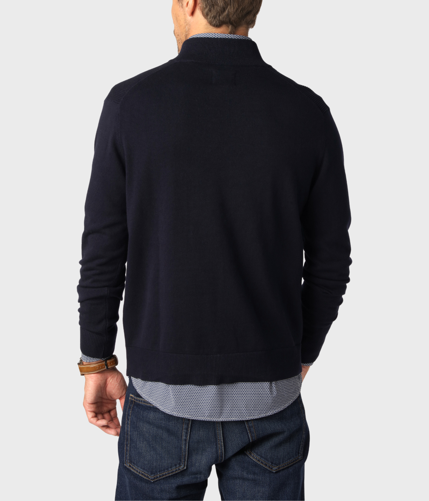 Halfzip Rib Cotton. (Navy)