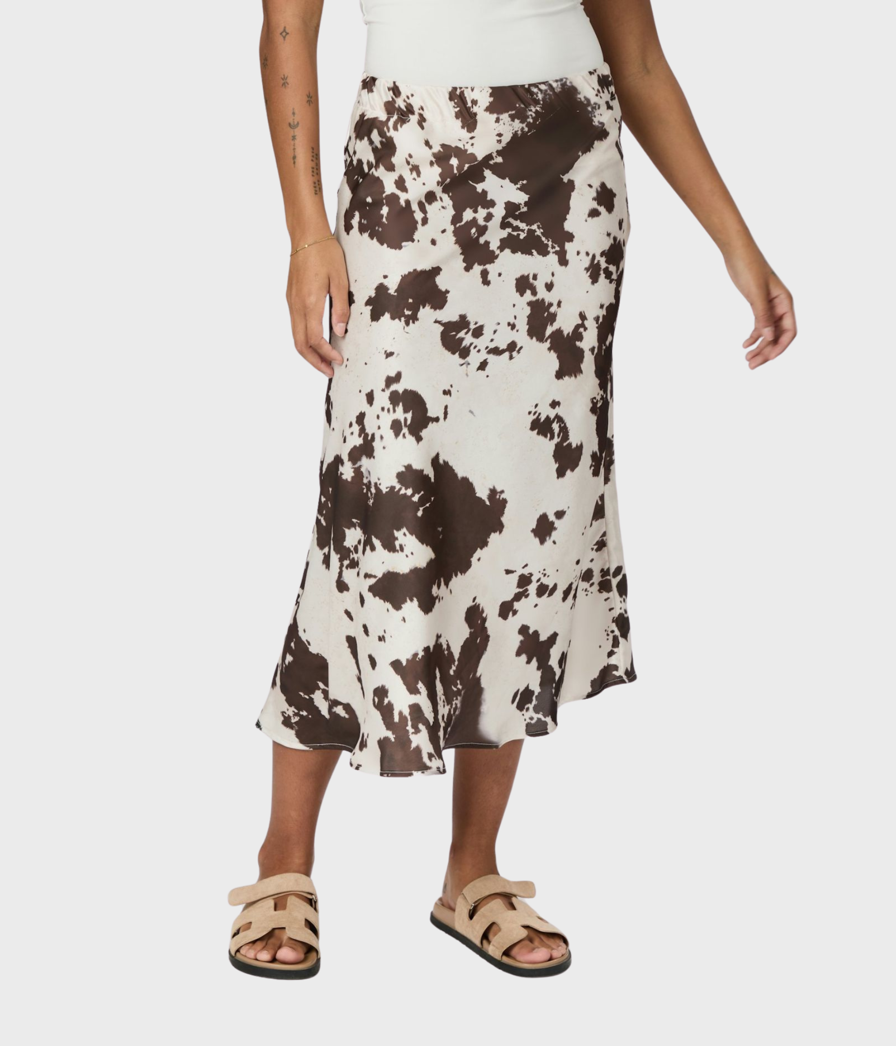 Viso Cow Print Skirt. (210 BROWN)