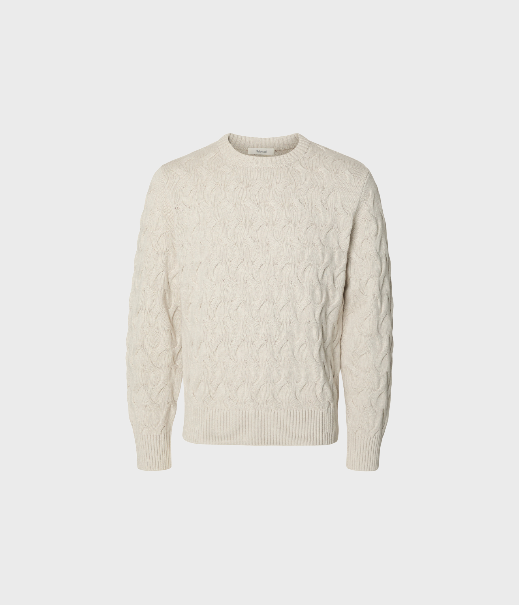 Slmcarlos Ls Cable Crew Neck Noos (Silver Birch Detail:Melange)