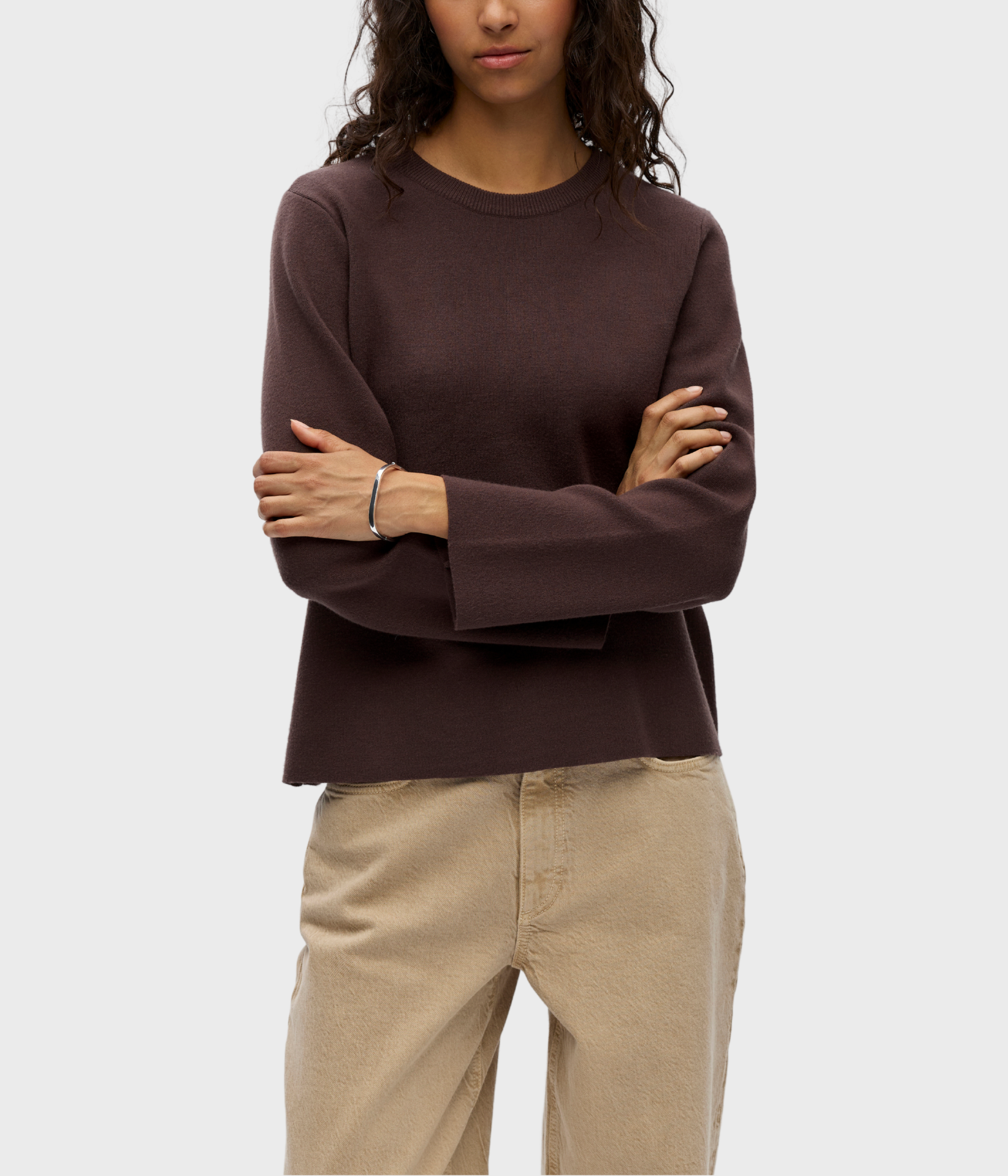 Objreynard Square Sleeve O-Neck Noos. (Seal Brown)