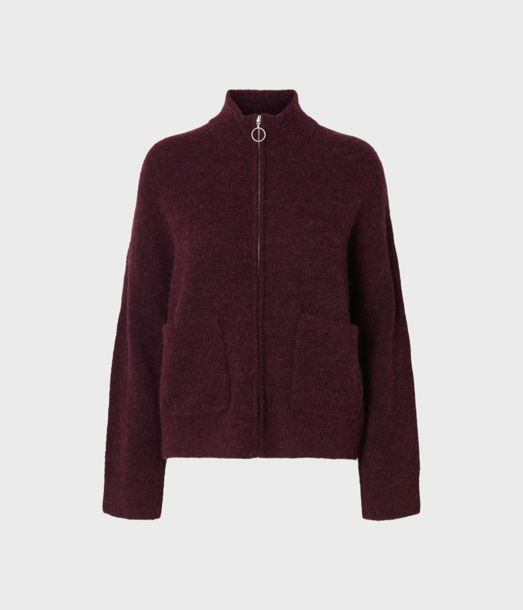 SLFSIA RAS LS KNIT ZIPPER CARDIGAN NOOS (Fig Detail:MELANGE)