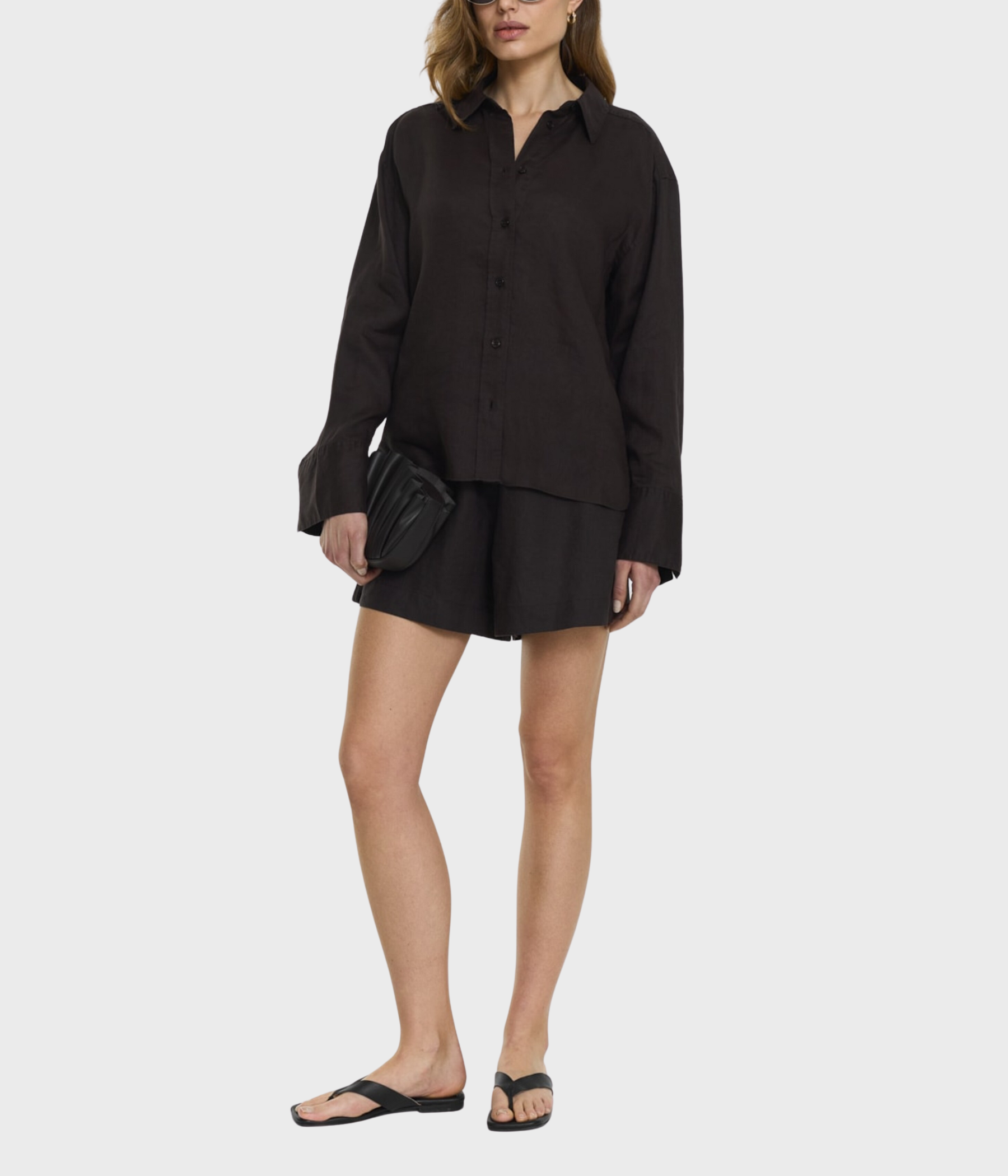 Melody Linen Shorts (COFFEE)