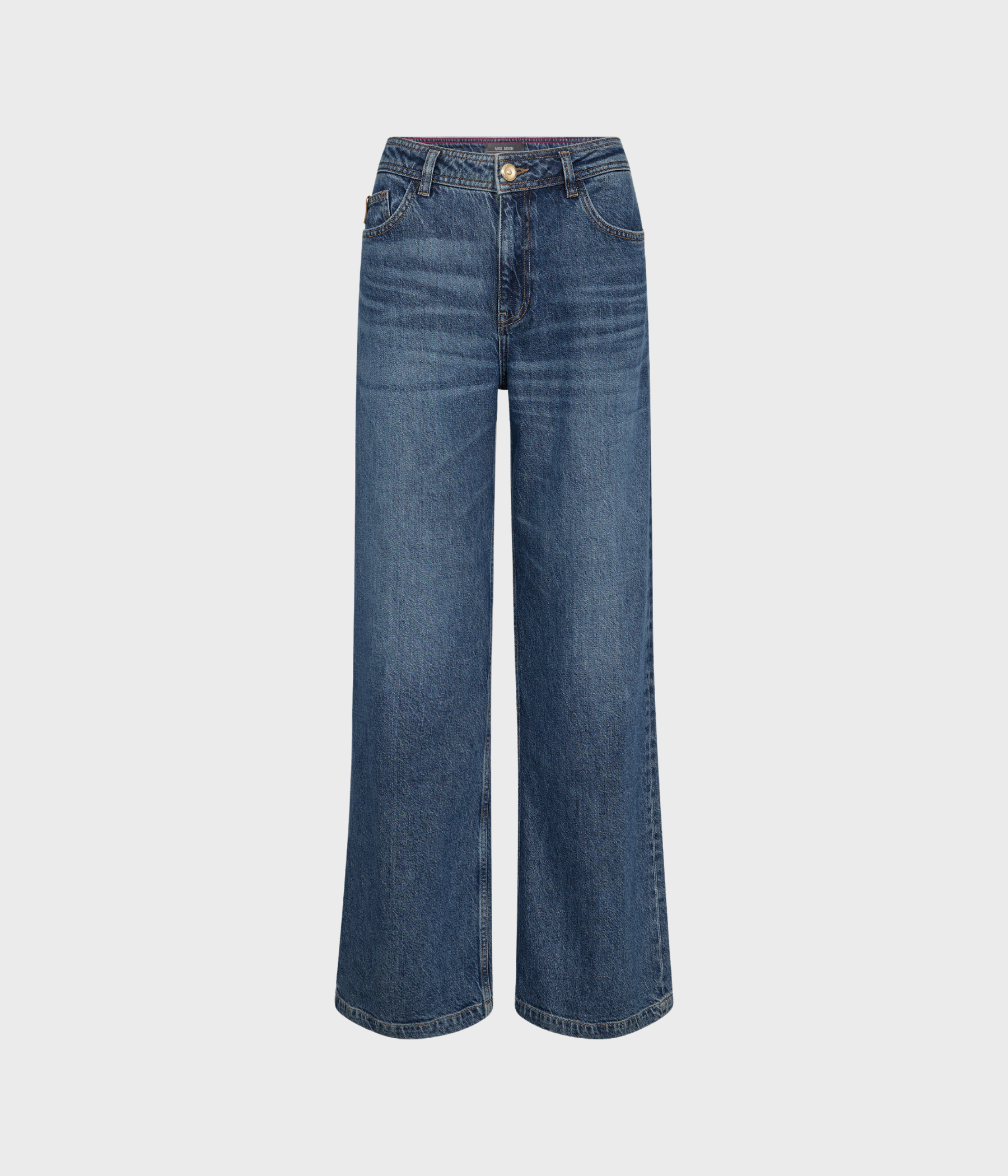 Blå jeans med hög midja och vida ben
