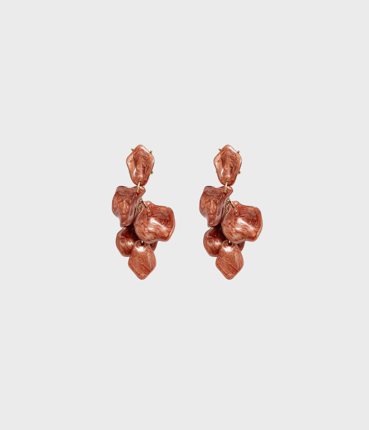 Leaf Marble Earrings (Brick Red)