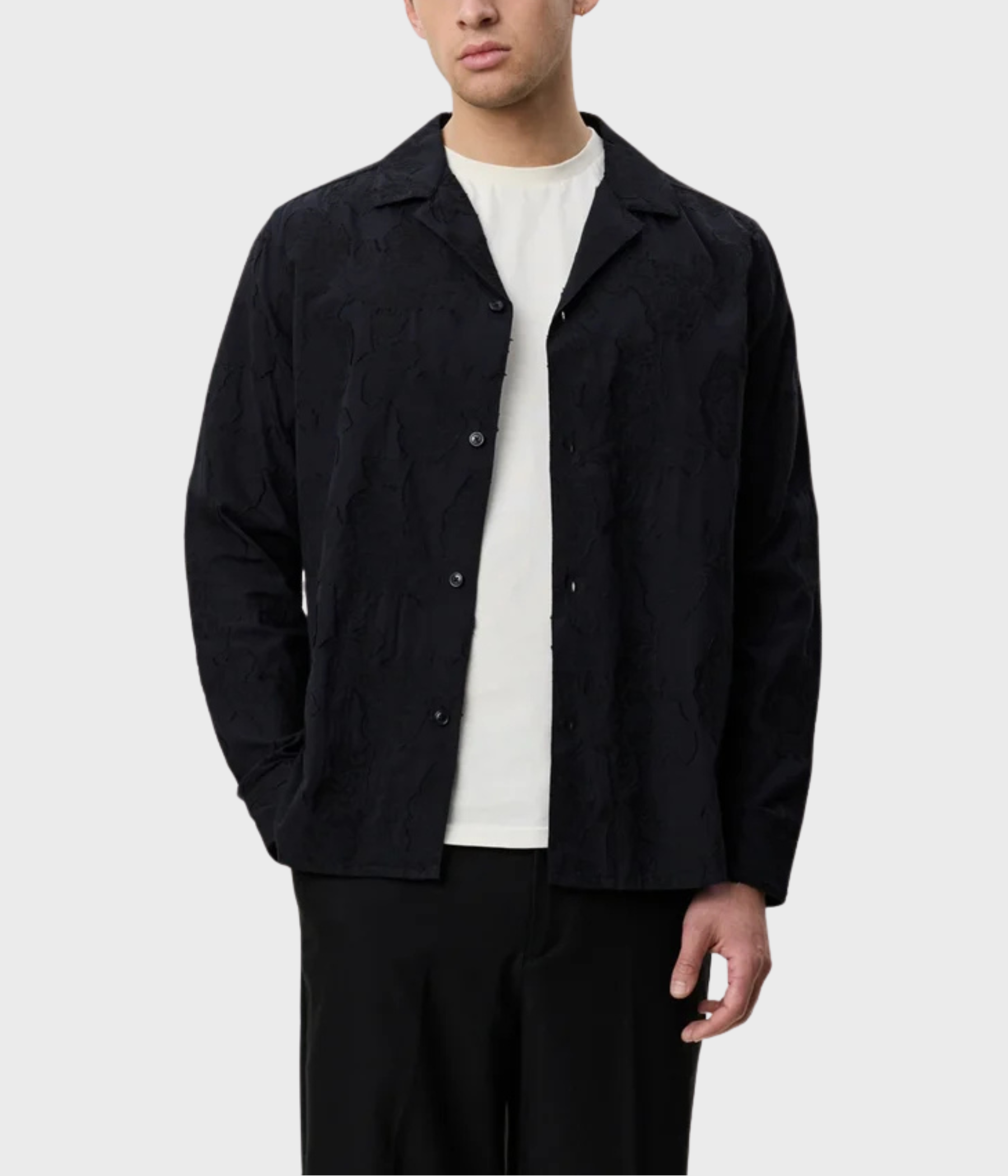 Flower Jacquard Shirt (100 Black)