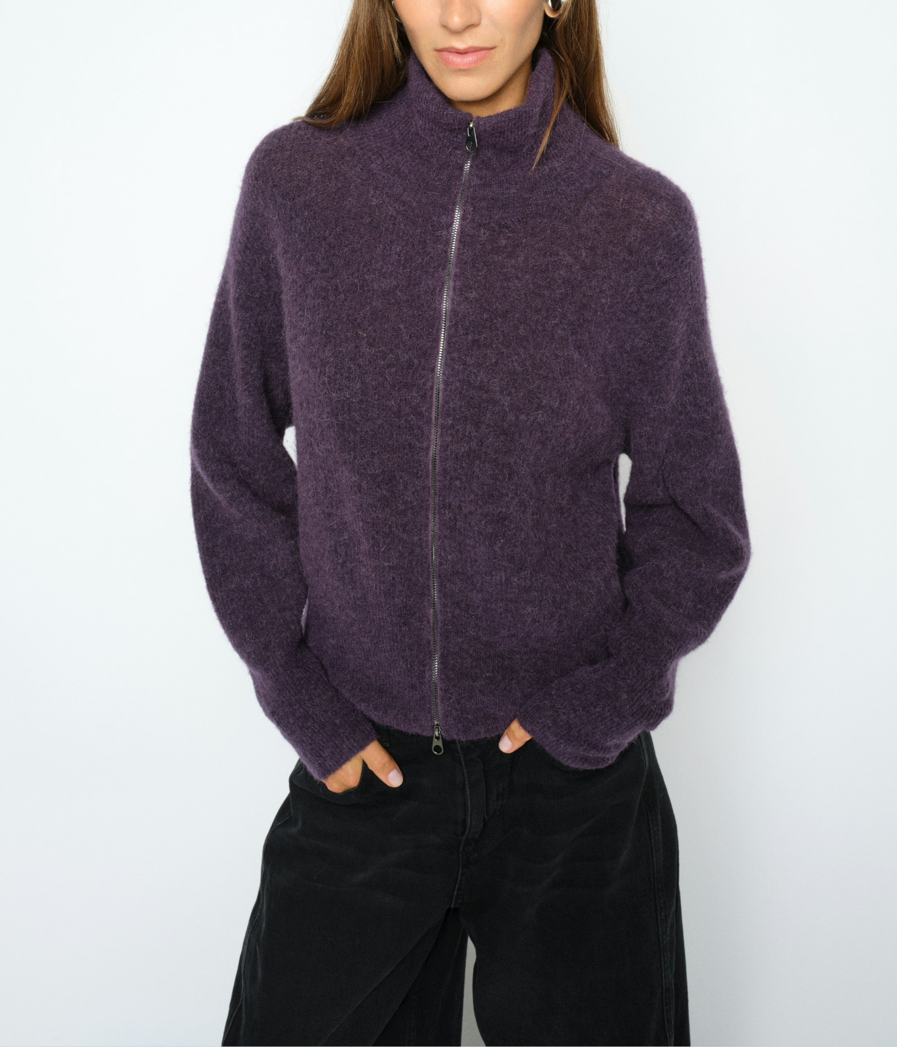 Mmthora Knit Zip Cardigan (292 Sweet Grape)