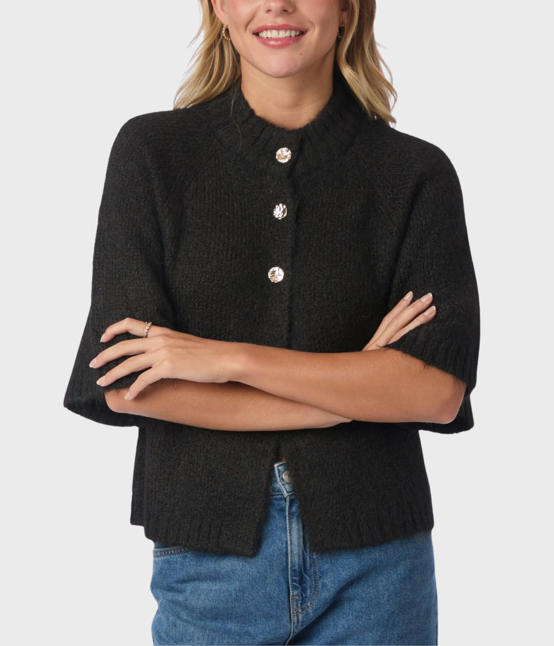 Benuta Fluffy Knit Cardigan. (676 DARK BROWN)