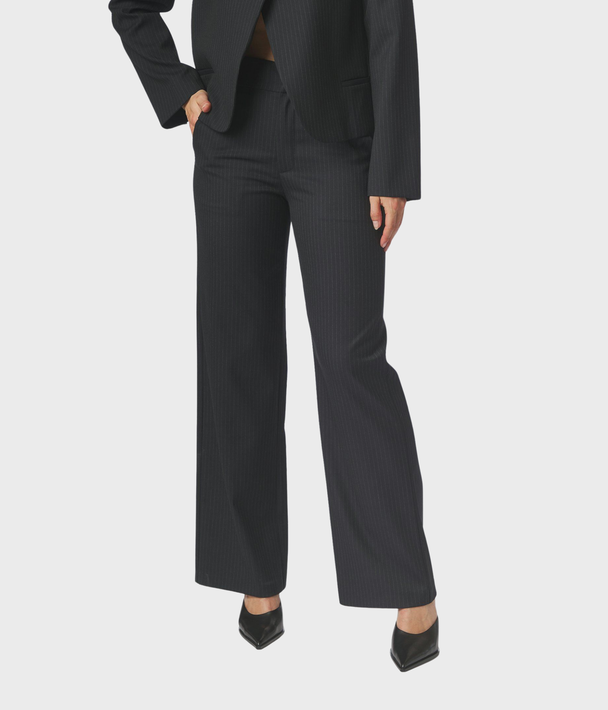 Nathalie Slim Pinstripe Pants (Dark Navy)