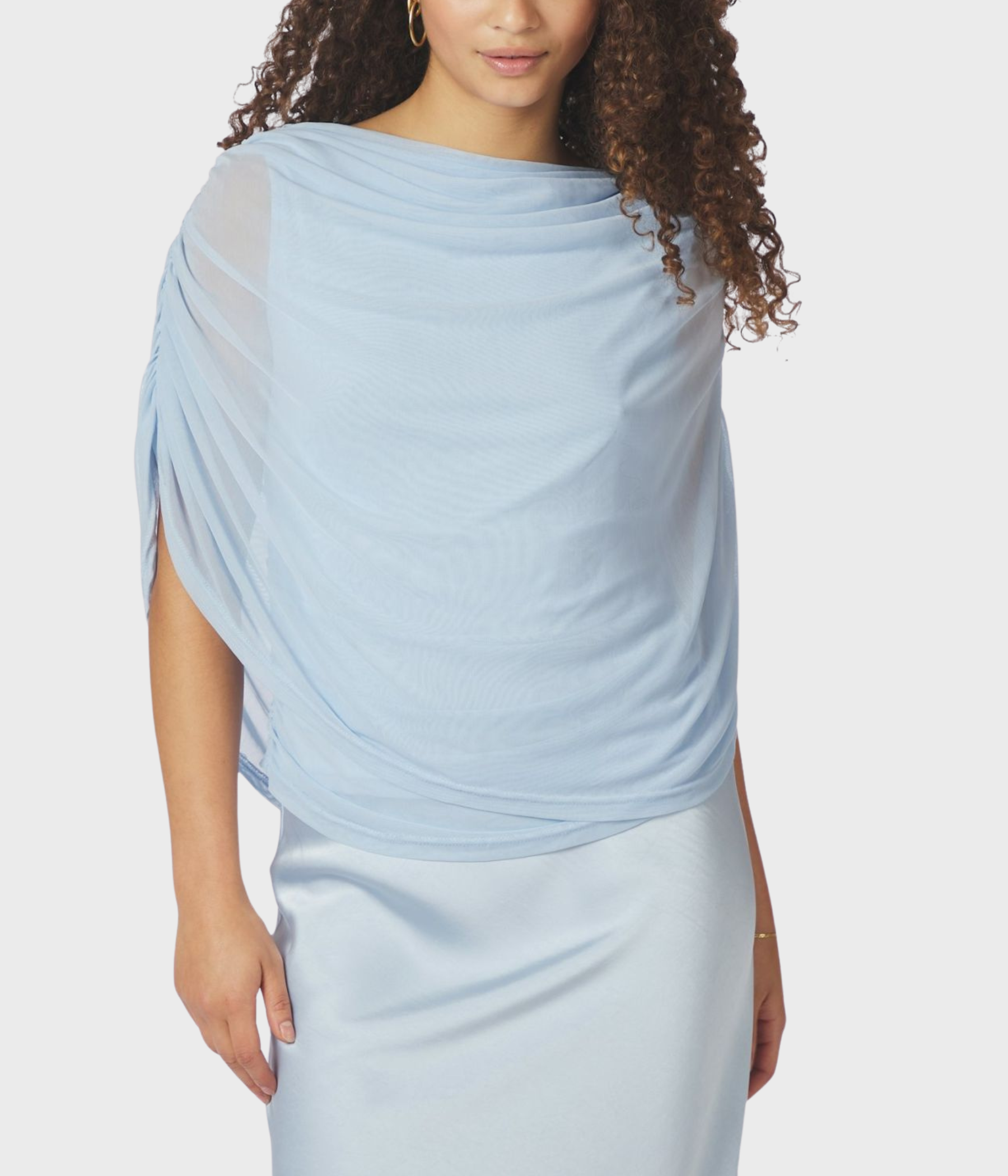 Cottuna Drapy Mesh Top (145 Light Blue) - D.O. Design Only