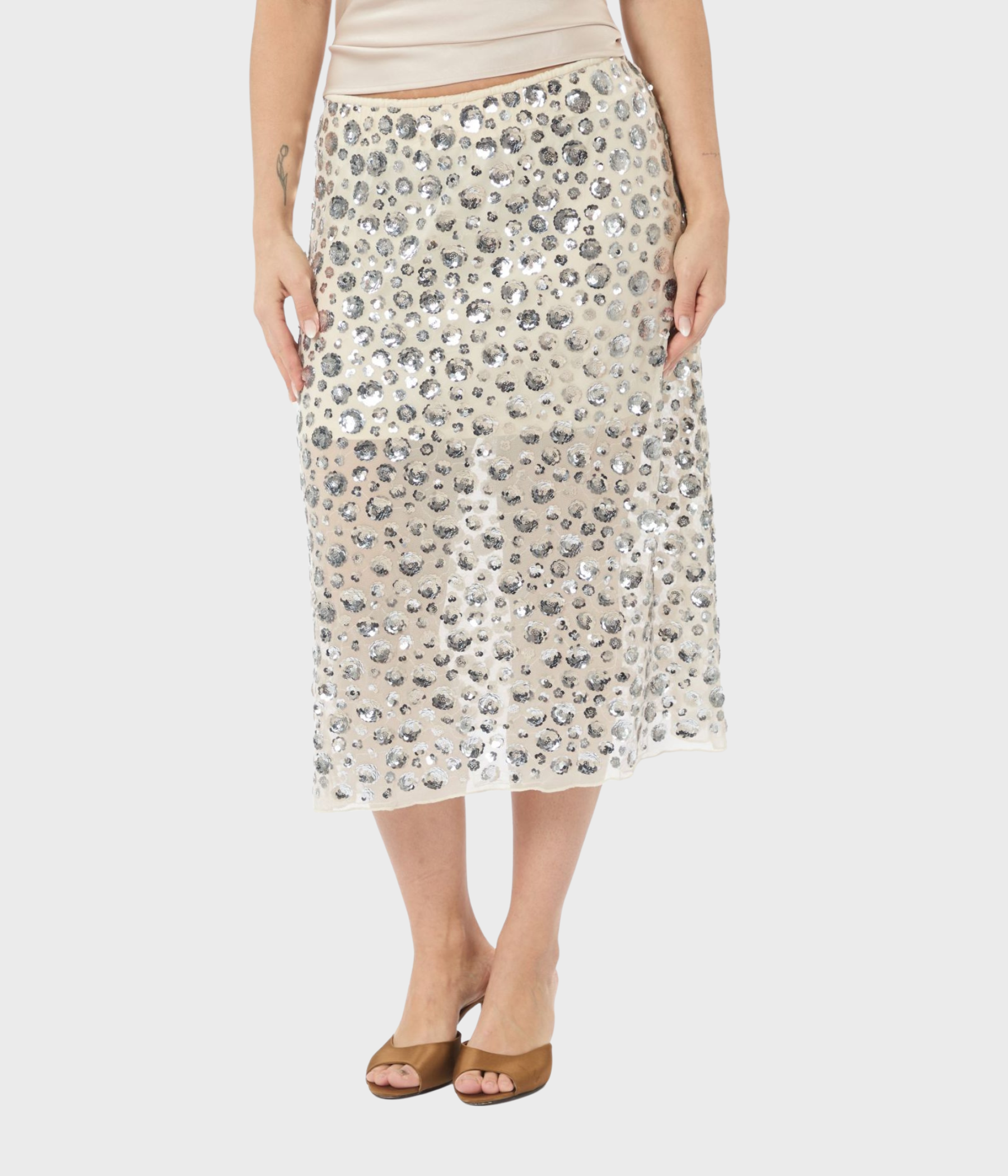 Gilla Flower Sequins Skirt (122 creme) - D.O. Design Only