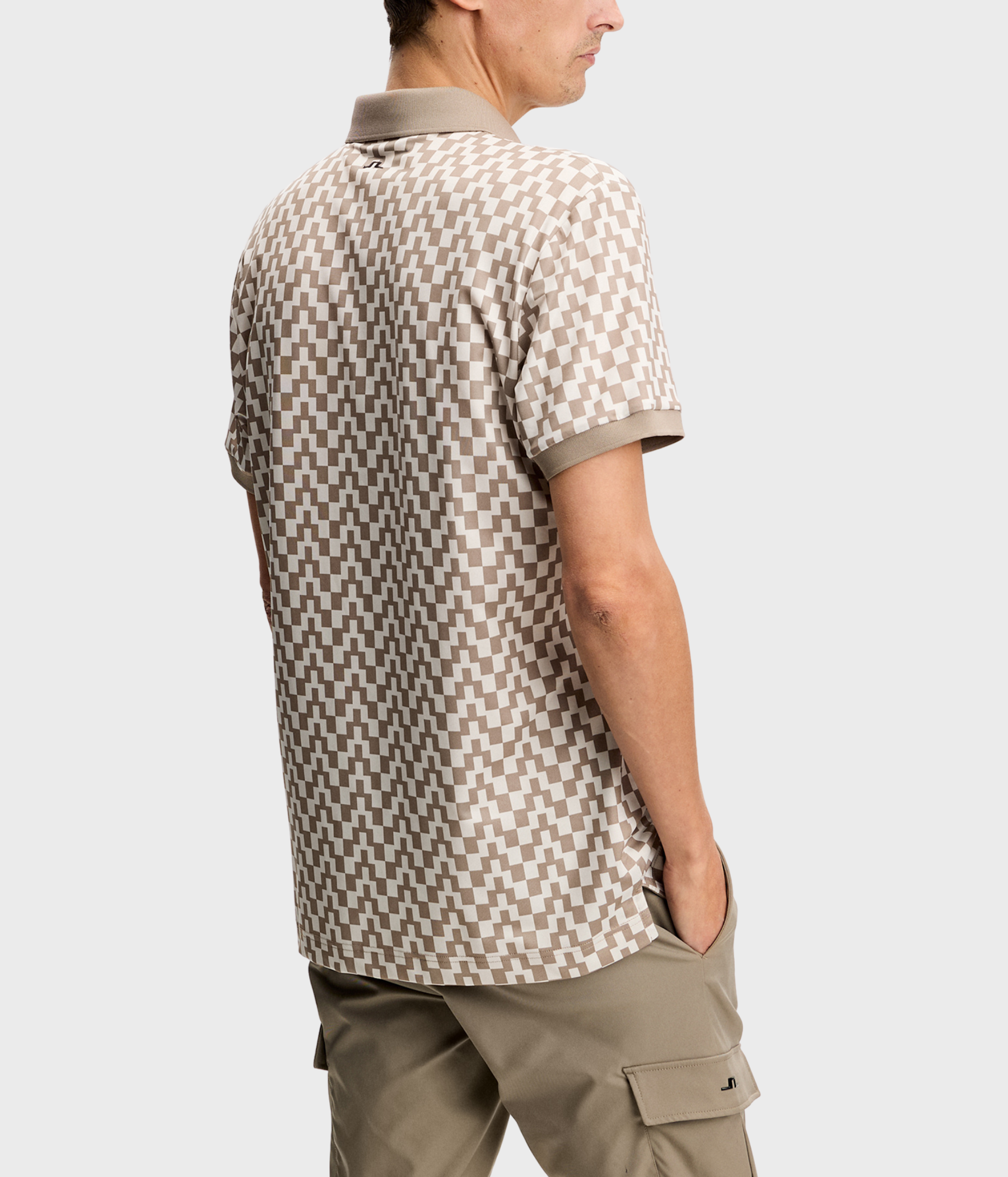 Tour Tech Print Polo (E385 Bridge Stack Brindle M)