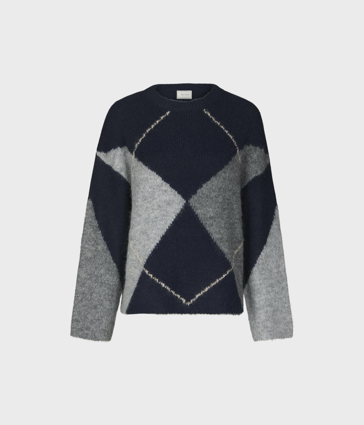 Inga Check Fluff Knit Blouse (141 Navy)