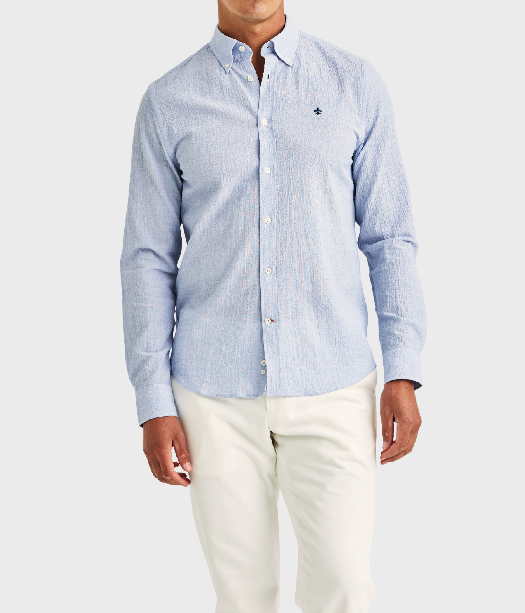 Morris Seersucker Shirt-Slim Fit (55 Light blue)