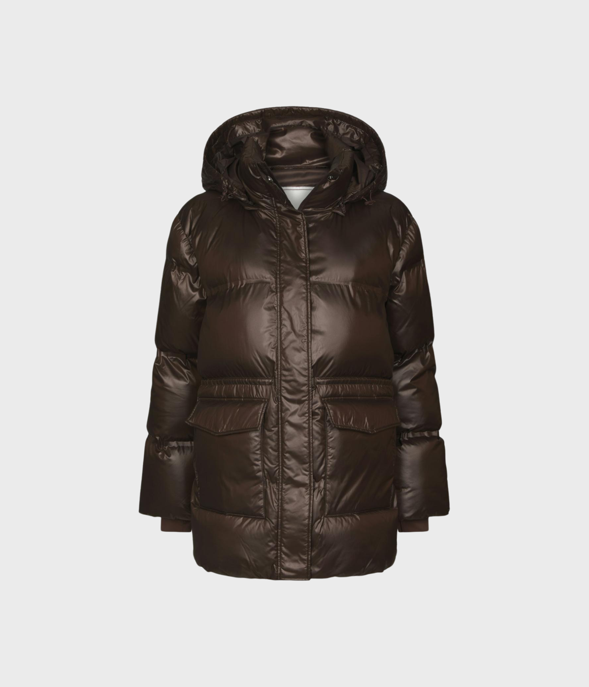 Clotilde Shiny Puffer Jacket (584 Chocolate Brown)