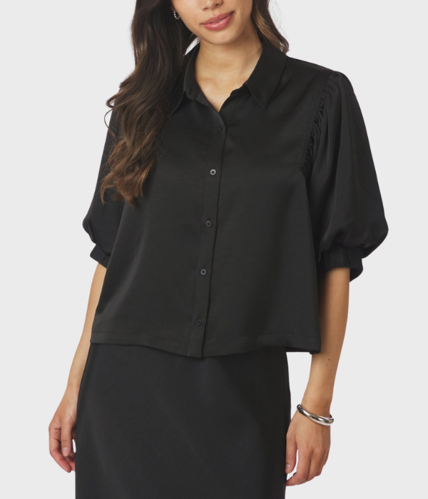 Etta Heavy Sateen Shirt (Black)