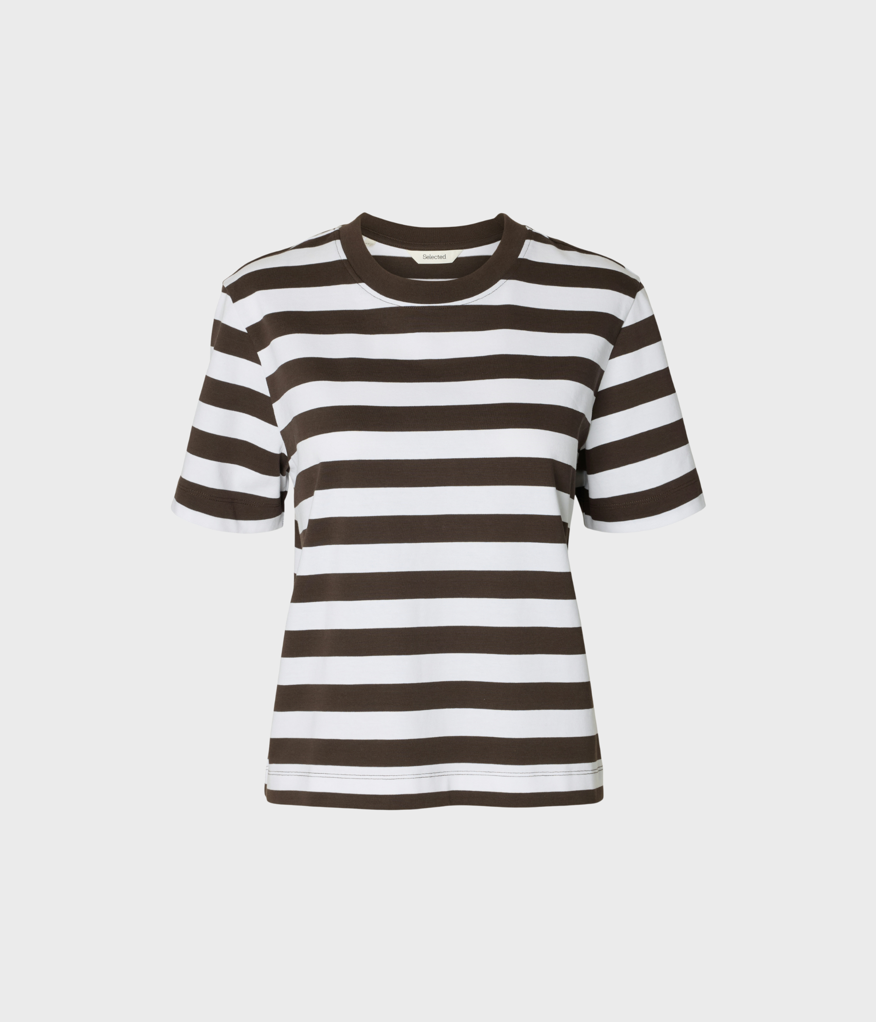 Slfessential Ss Striped Boxy Tee Noos. (Delicioso Stripes:BRIGHT WHITE - WIDE)