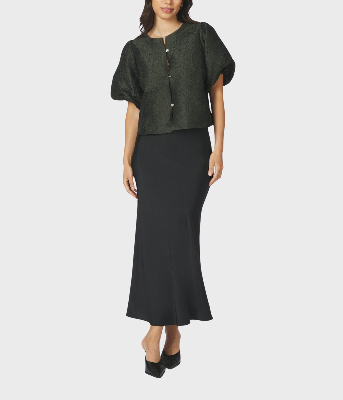 Aisa Brocade Blouse (155 Dark Green)