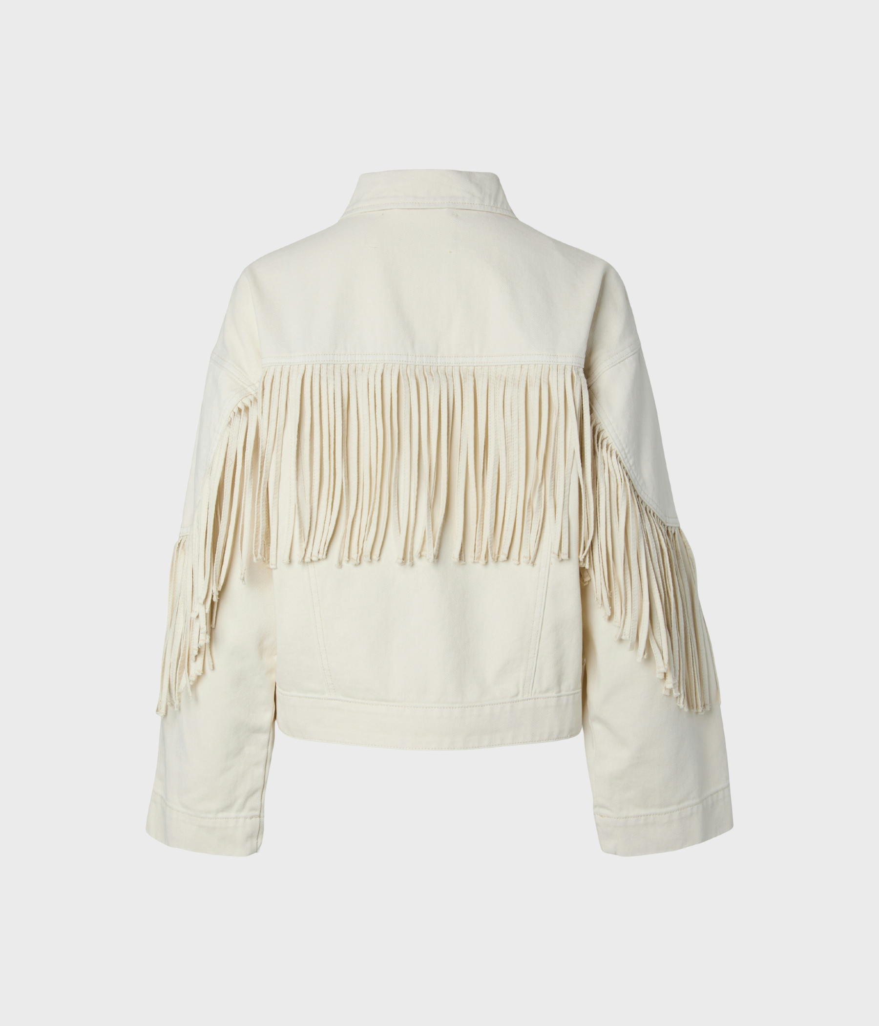 YASAIKO LS DENIM FRINGE JACKET SOLID (Ecru)