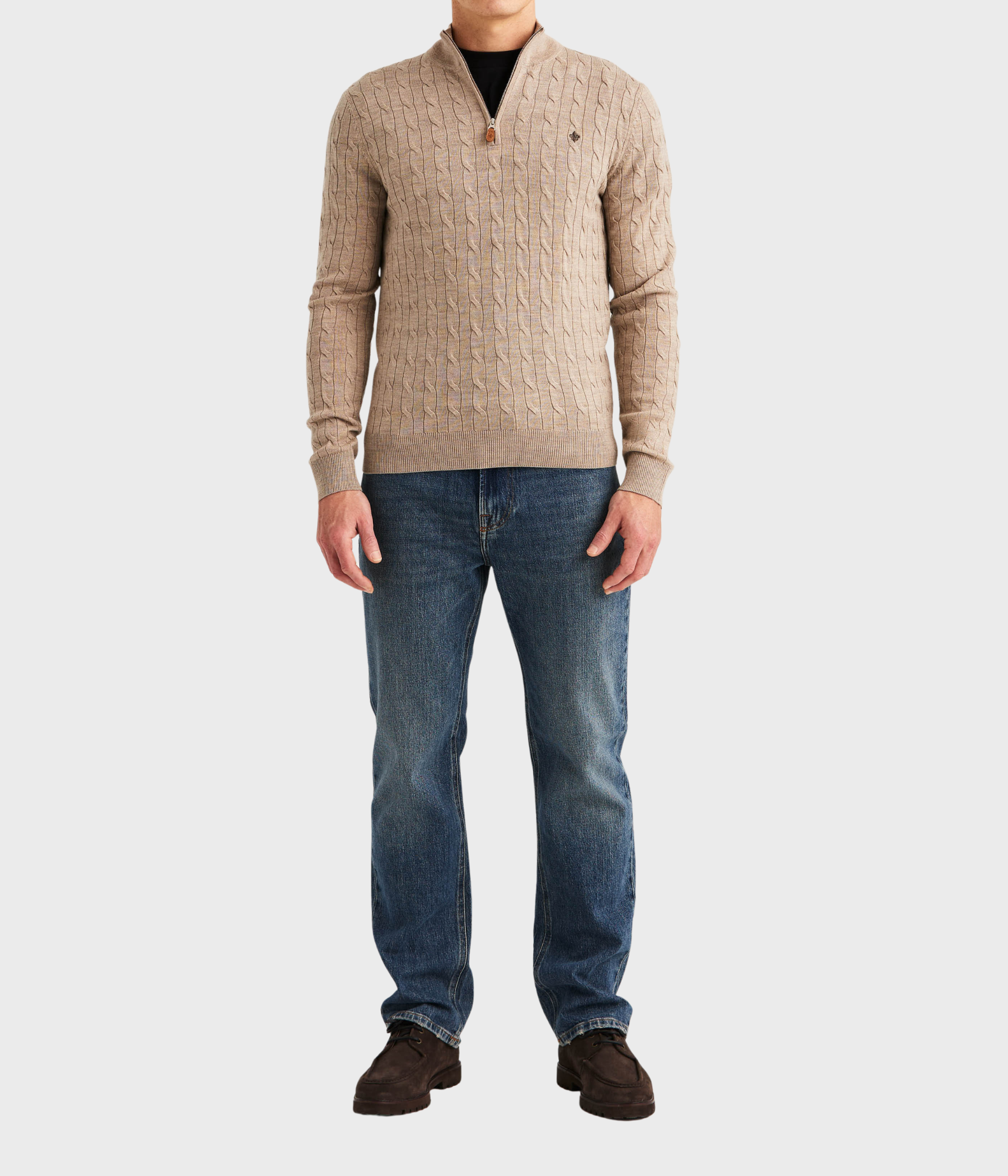 Merino Cable John Zip (05 Khaki)