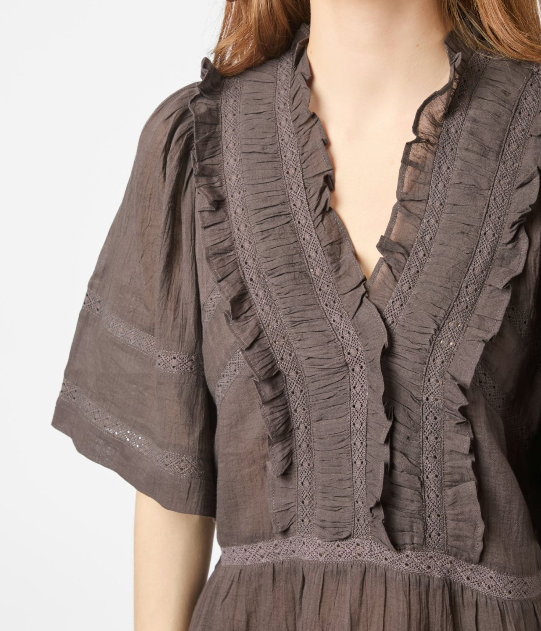 Evienne S Voile Top (676 DARK BROWN)