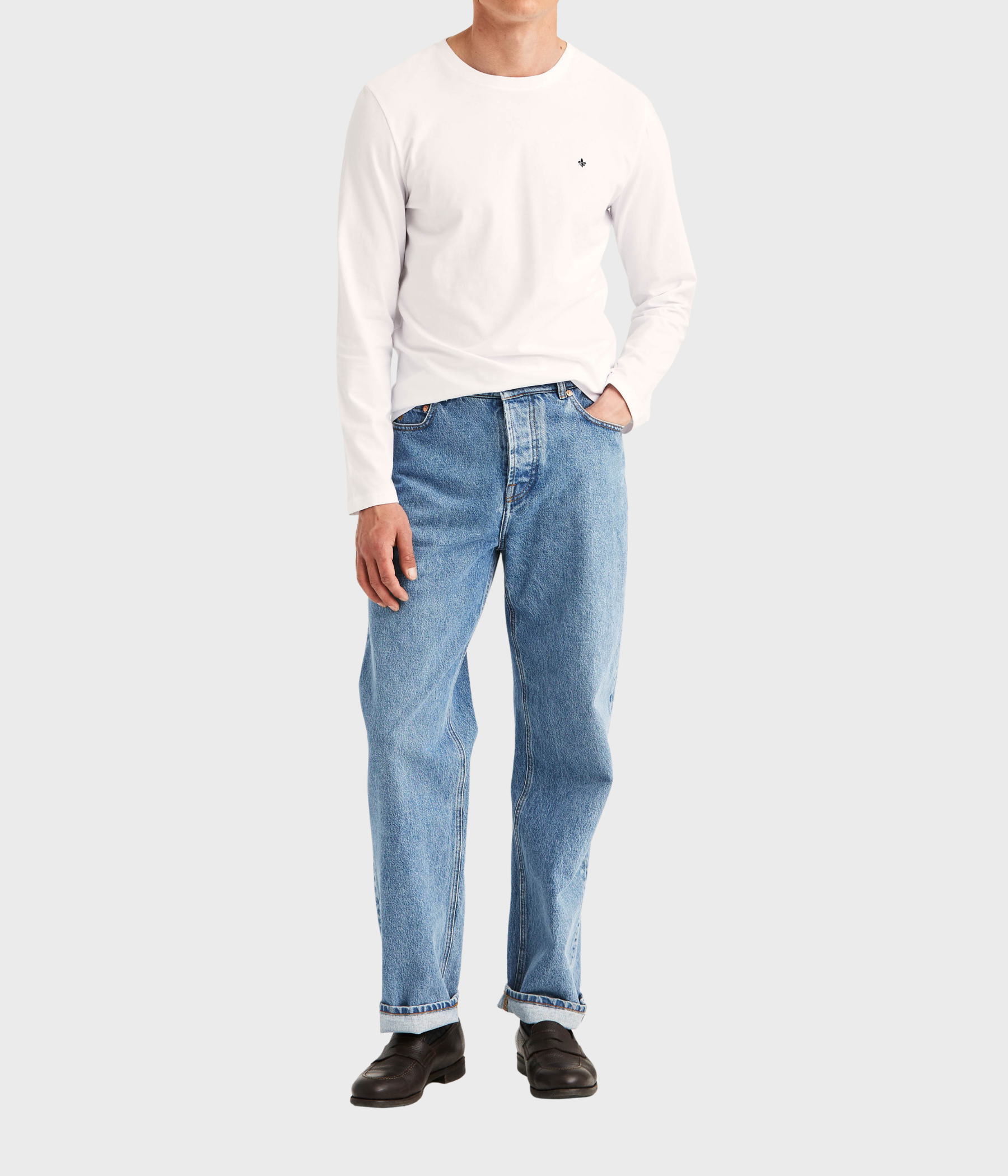 James Stretch Ls Crew Neck T-Shirt (01 WHITE)