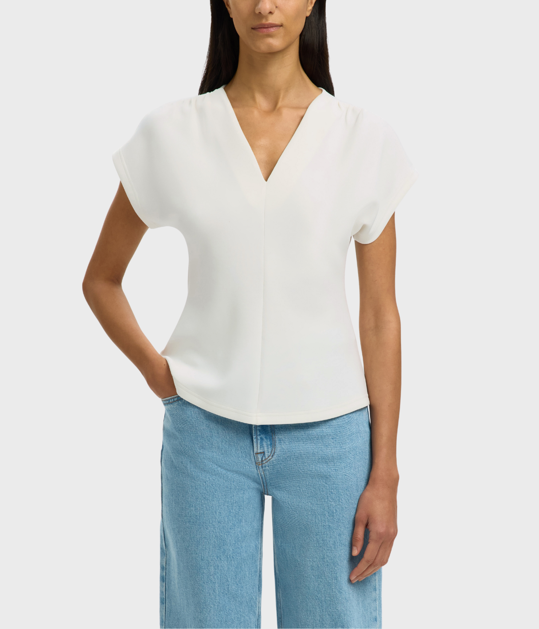 SLFTENNY SS V-NECK GATHERED TOP NOOS (Snow White) - D.O. Design Only