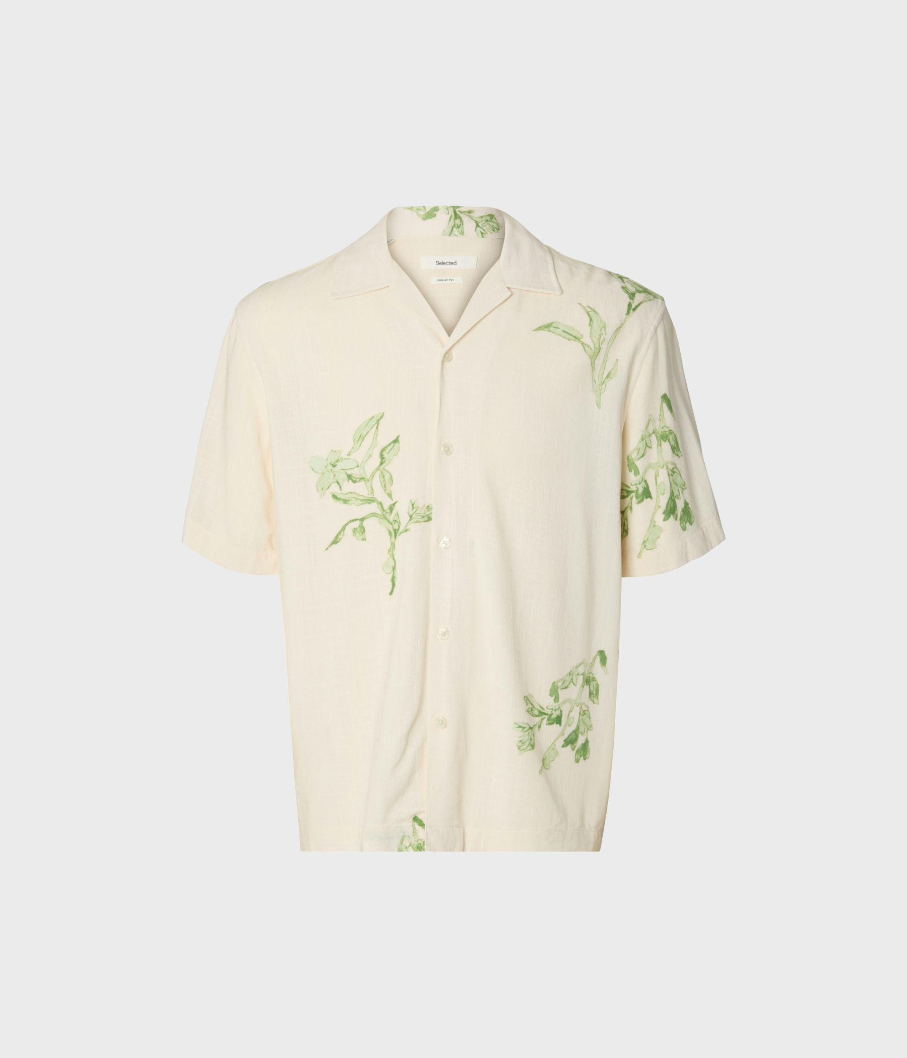 Slhregterry Aop Ss Shirt (Egret AOP:Aspen Green Florals)