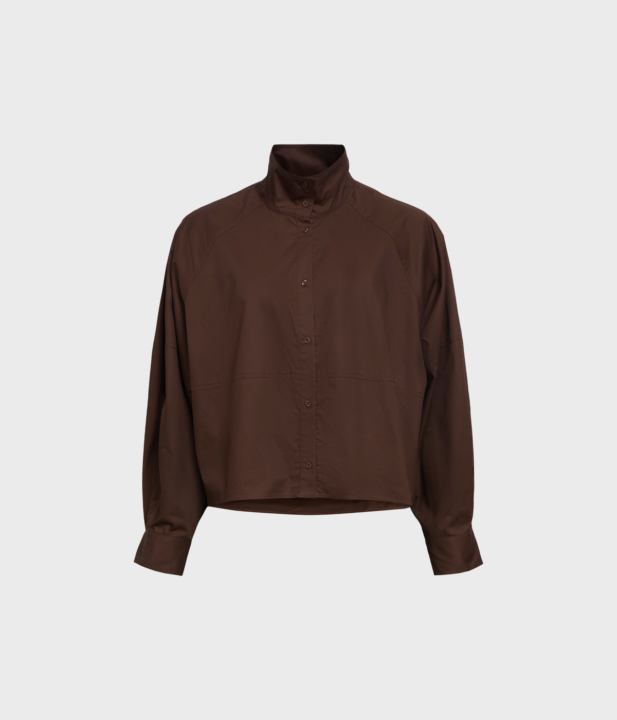 Objorbal L/S Re High Neck Shirt Noos (Seal Brown)