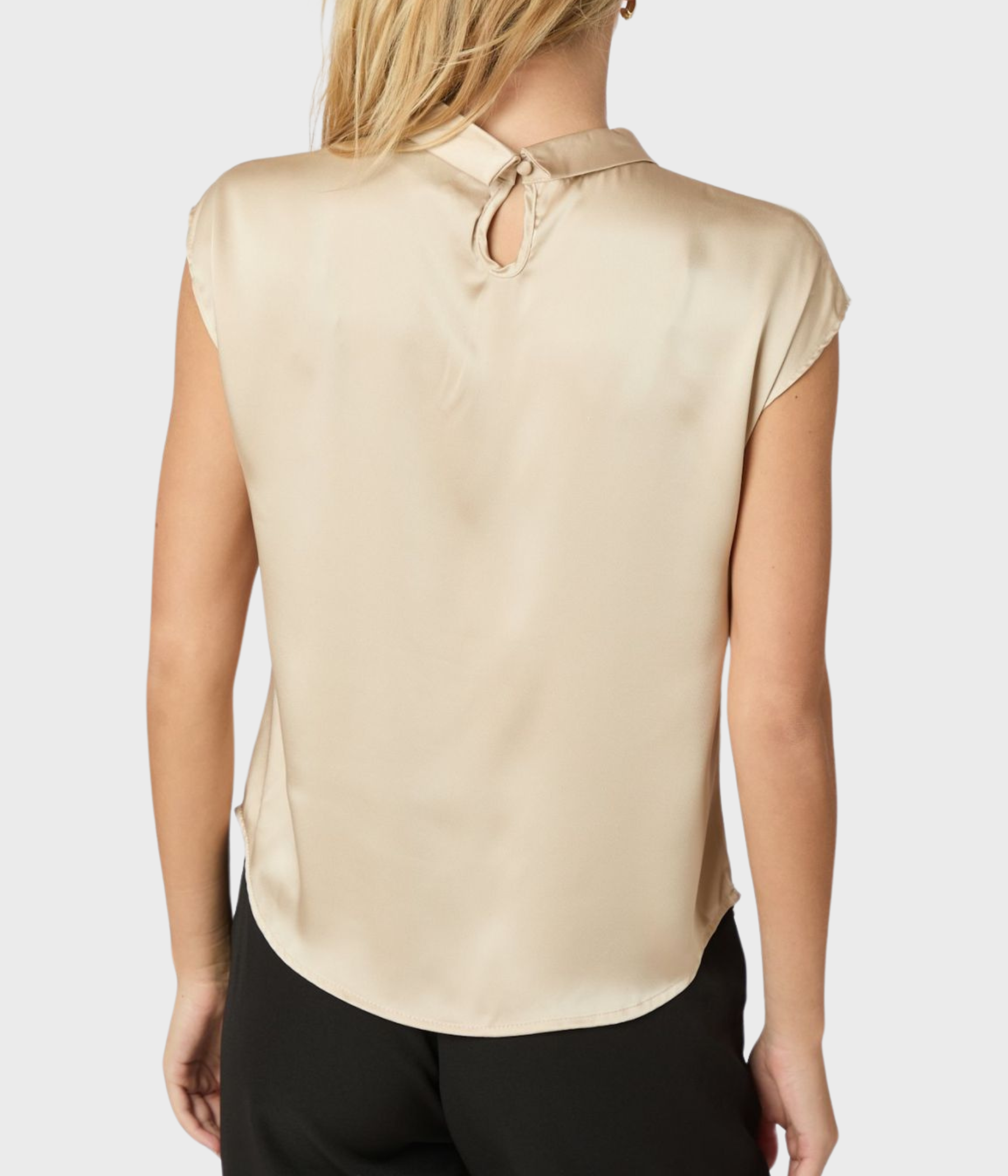 Fleur Drapy Satin Blouse. (125 Dark Sand)