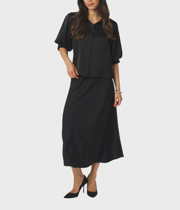 Etta Heavy Sateen Shirt (Black)