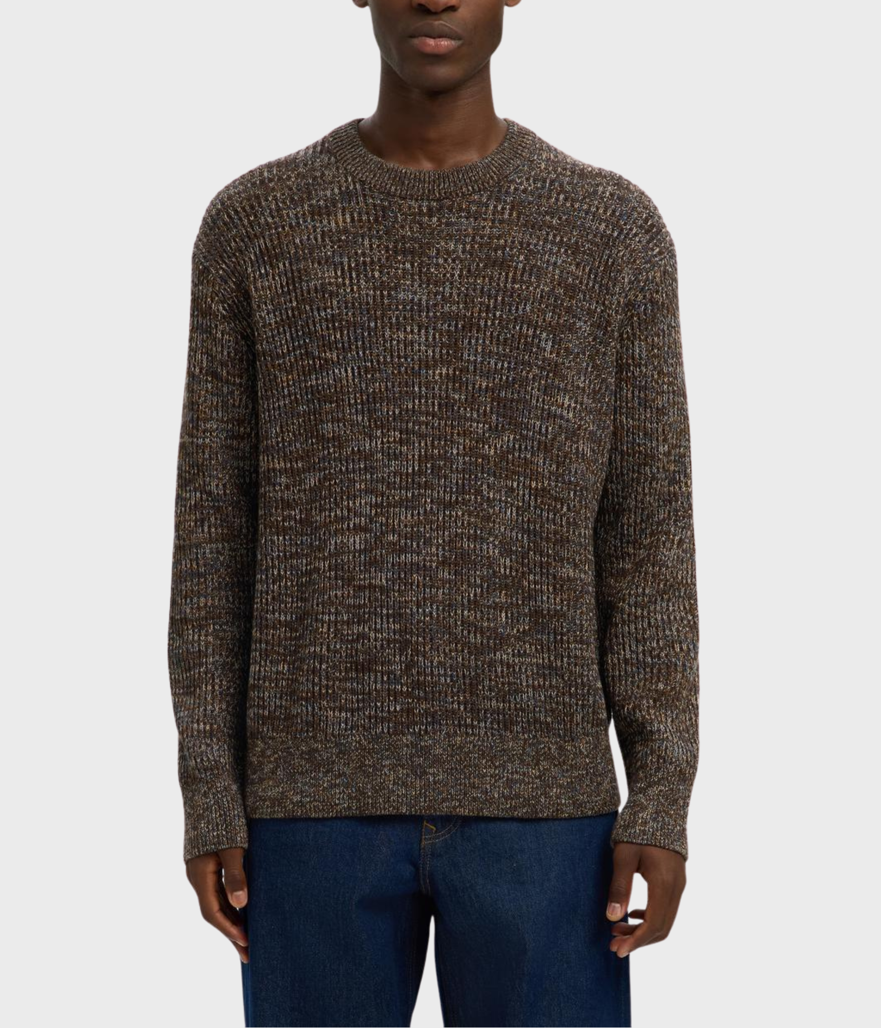 SLHTILUM LS KNIT RELAXED CREW NECK. (Demitasse Detail:Twist)