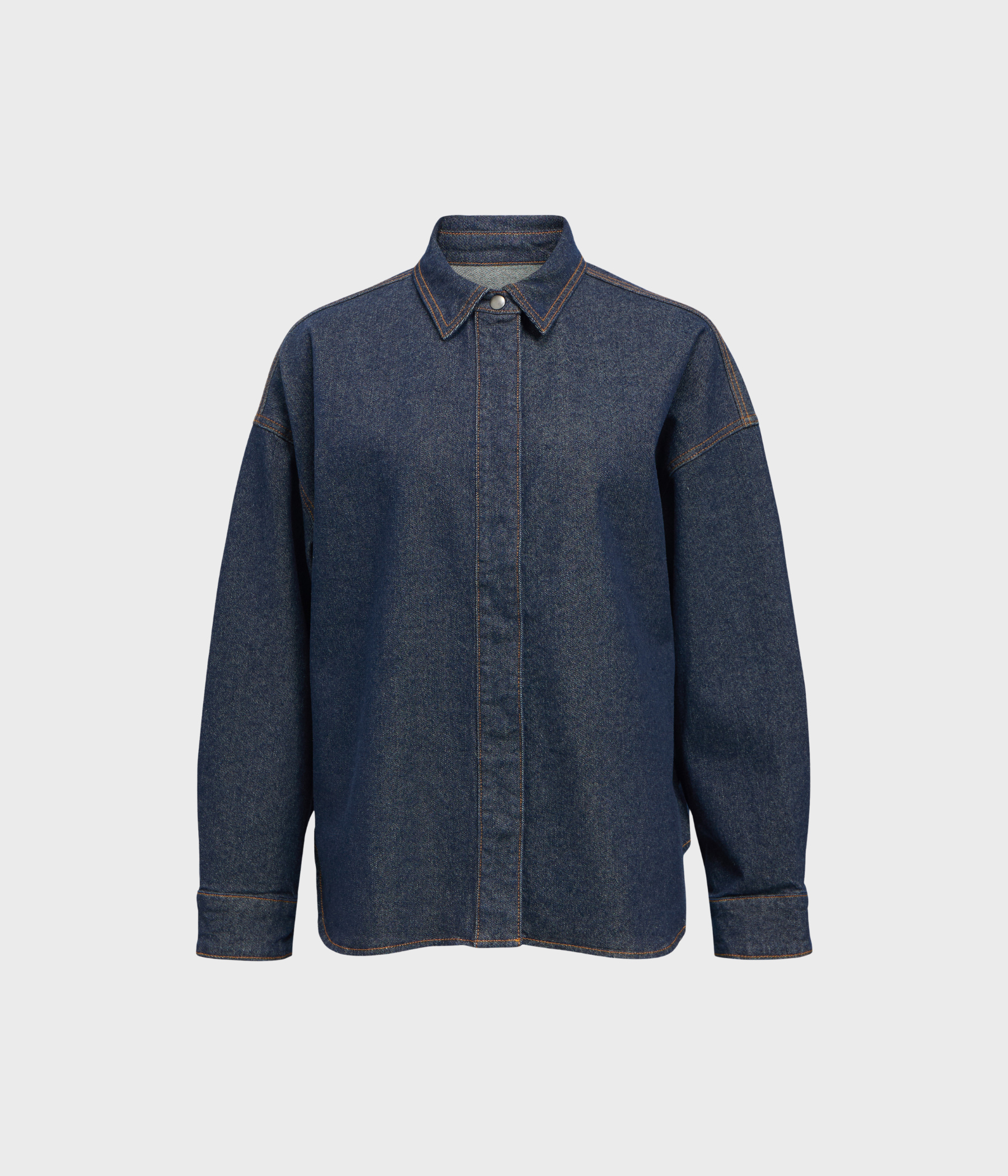 Objsole Mae L/S Lo Denim Shirt Noos (Dark Blue Denim Detail:Rinse wash)