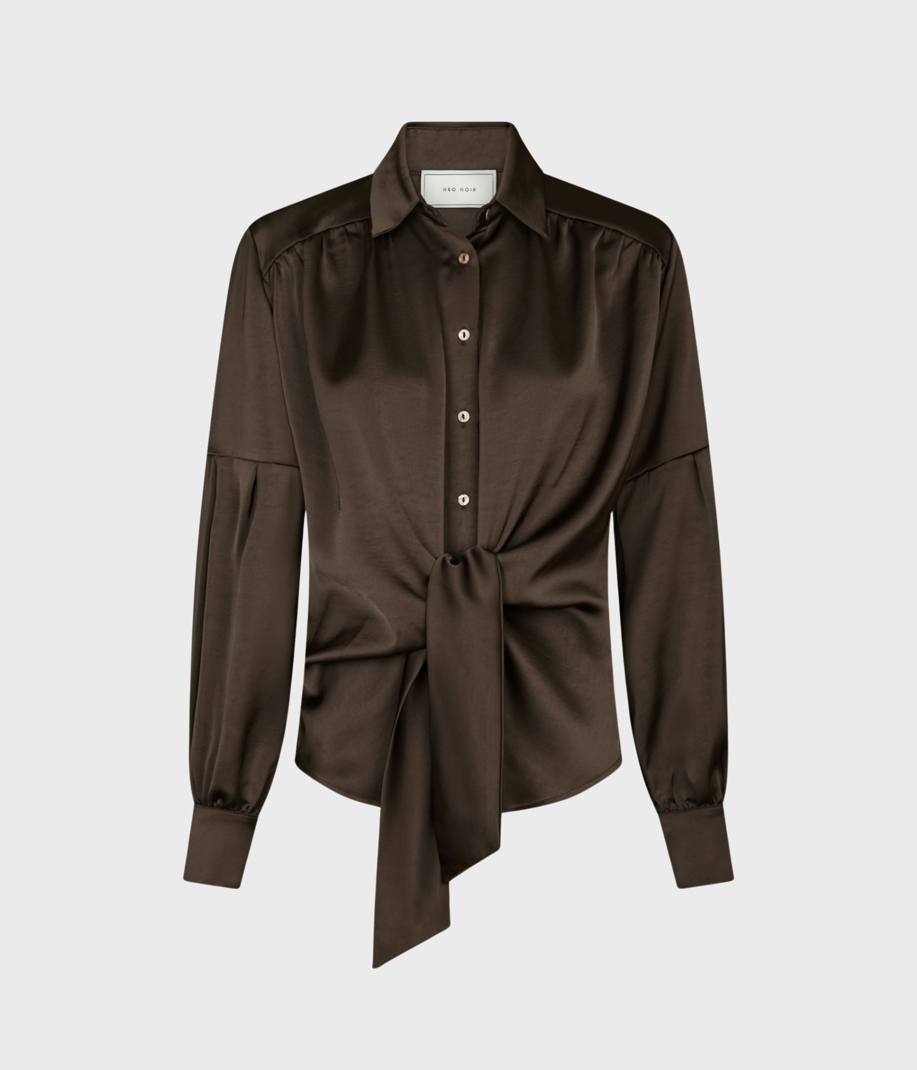 Naja Satin Shirt (676 DARK BROWN)