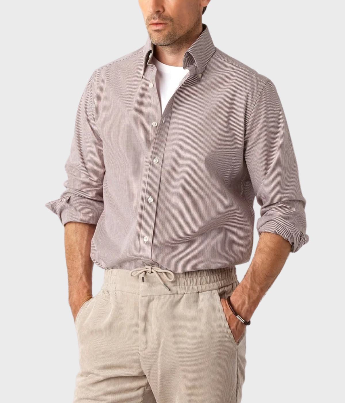 Pinstripe Shirt (Brick)
