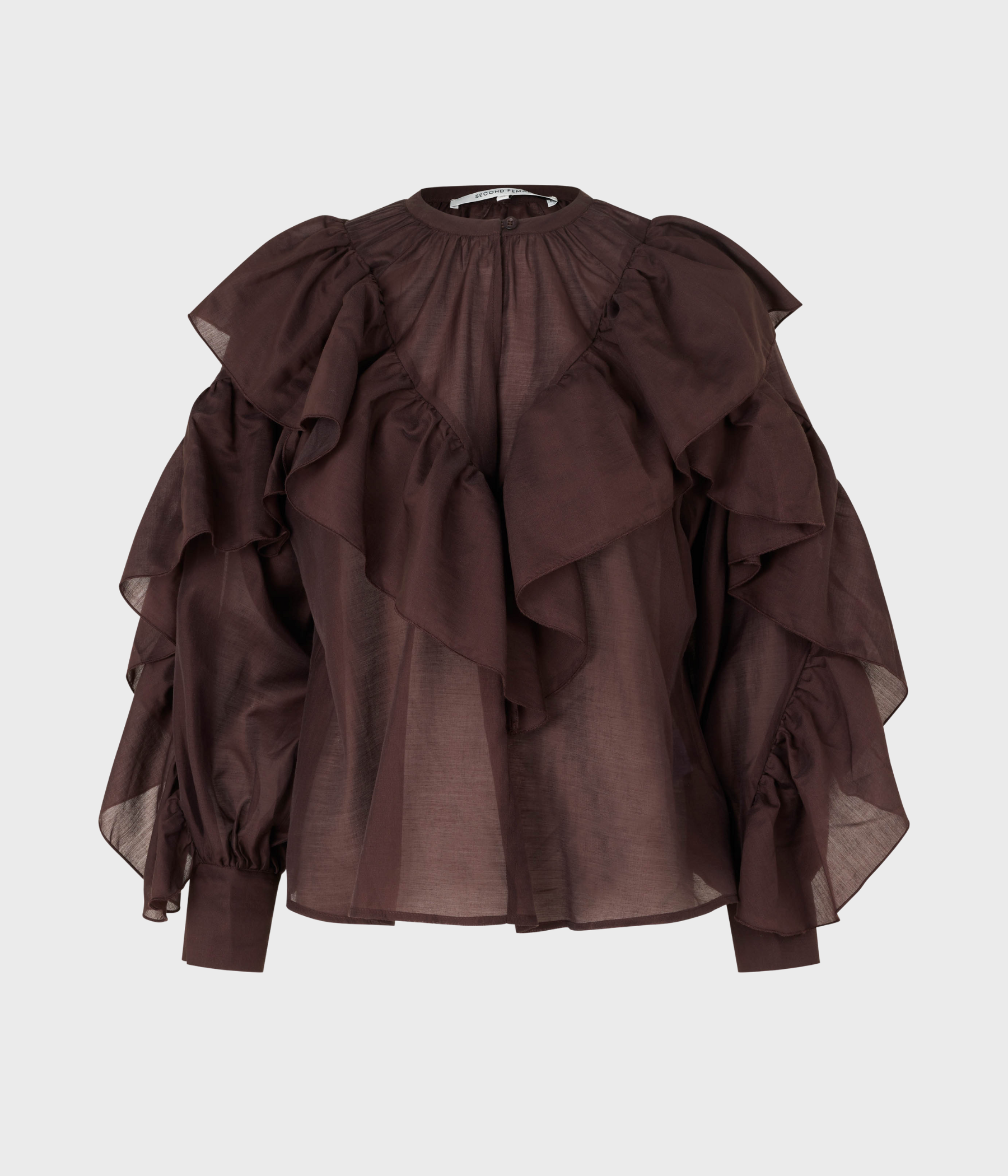 Fria Frill Blouse (6021 Chocolate Plum)