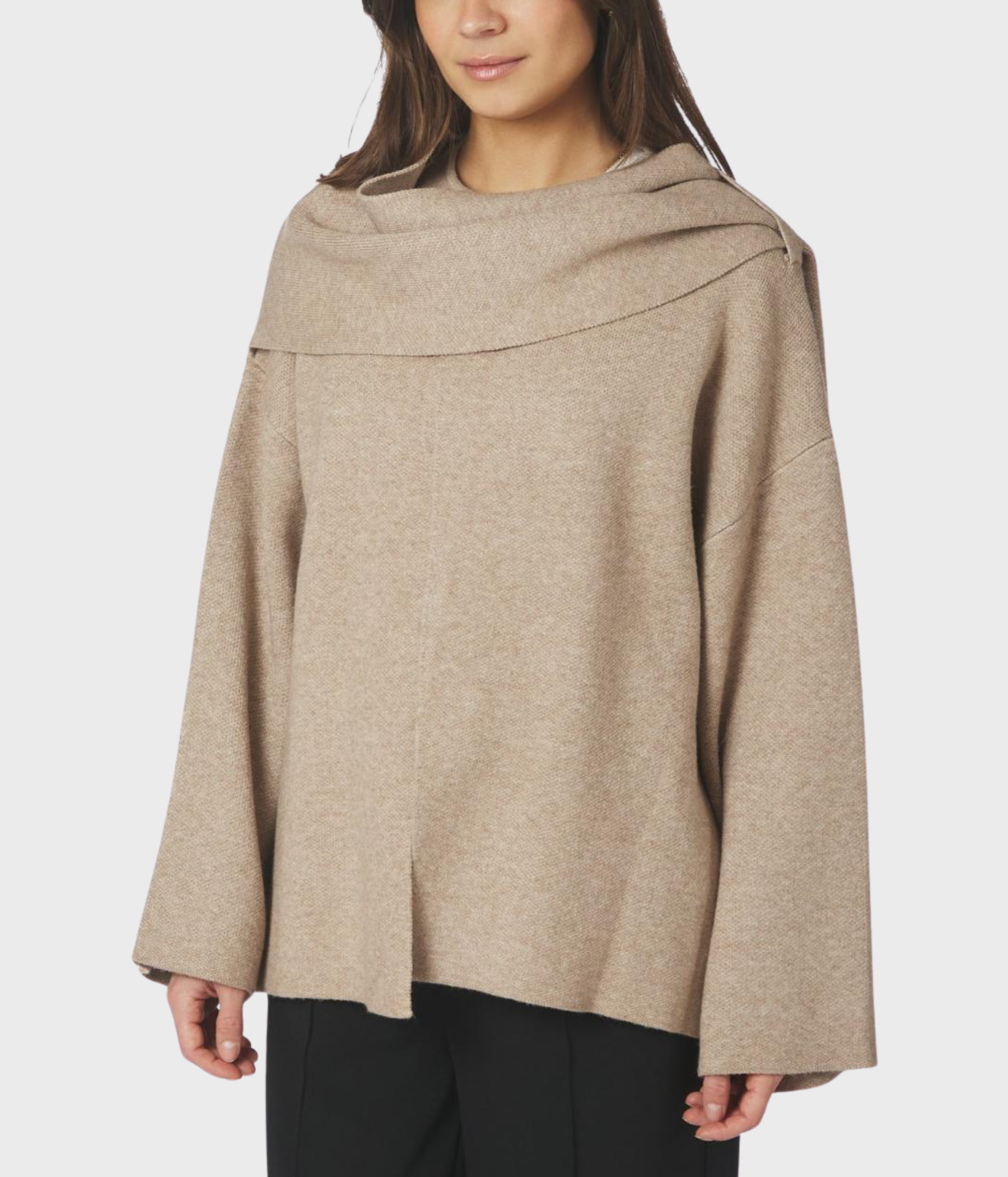 Wals Knit Scarf Blouse (123 Beige)