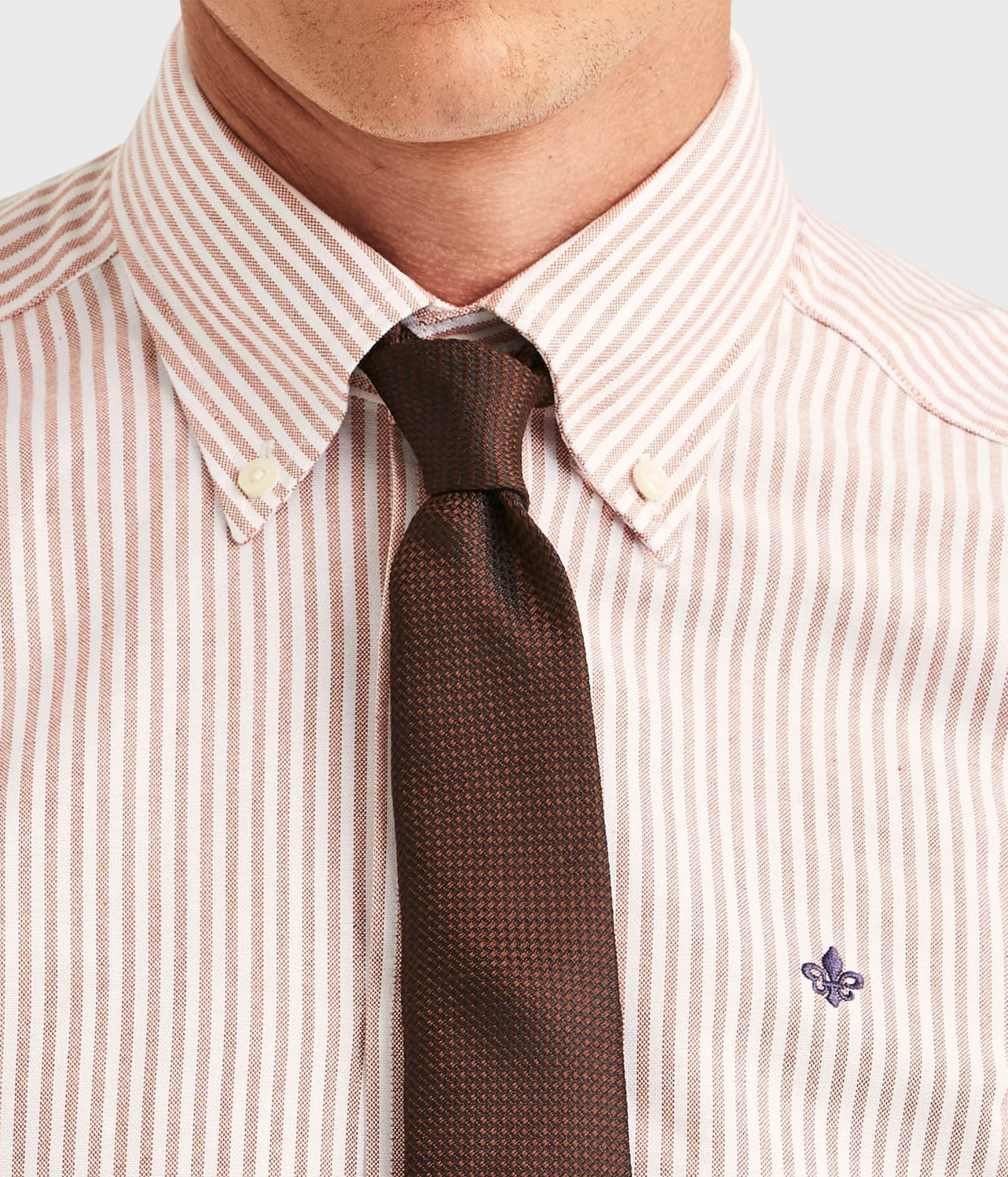 Douglas Oxford Stripe Shirt-Slim Fit (23 ORANGE)