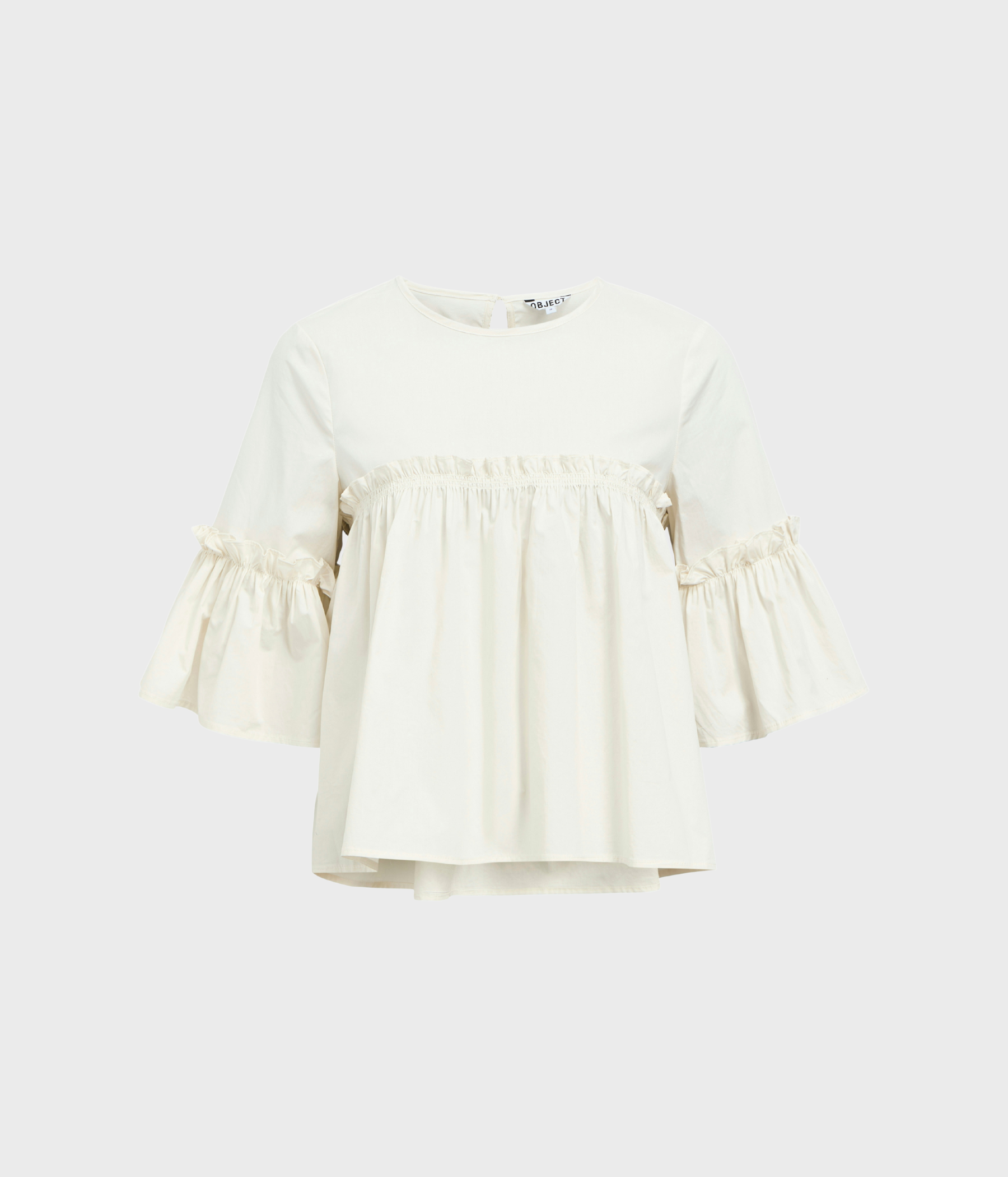 OBJIRA HOPE 3/4 RE O-NECK TOP 141 (White Sand)