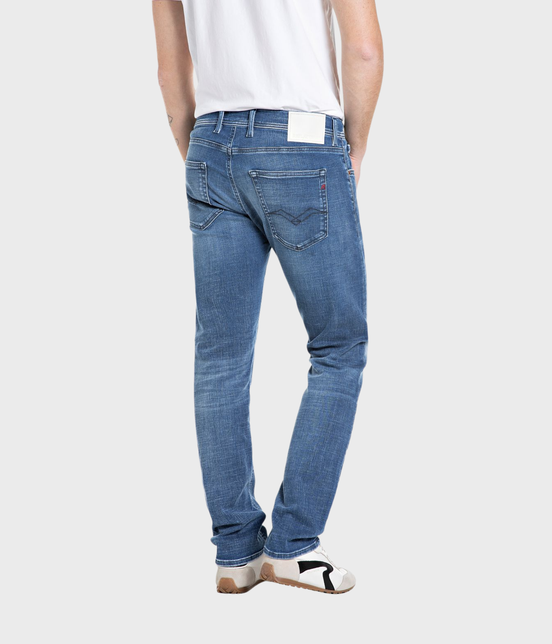 Trousers GROVER Hyperflex Matrix (009 MEDIUM BLUE light tone enzymatic stone wash) - D.O. Design Only